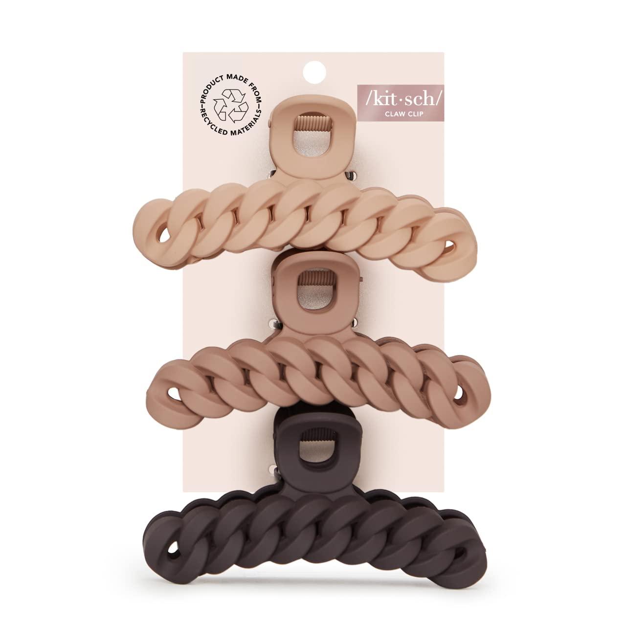 imageKitsch Large Hair Clips for Women Fashionable Loop Hair Claw Clips Matte Plastic EasyGrip Perfect for Everyday Use amp Special Occasions Ideal Gifts for Women Tortoise amp Black 2 PcsNeutral 3 Pieces Large