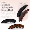 Kitsch Large Hair Clips for Women – Fashionable Loop Hair Claw Clips | Matte Plastic, Easy-Grip | Perfect for Everyday Use & Special Occasions | Ideal Gifts for Women – Tortoise & Black, 2 Pcs(Tortoise and Black (2 Pieces  Banana Clip))