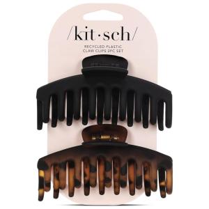 Kitsch Large Hair Clips for Women – Fashionable Loop Hair Claw Clips | Matte Plastic, Easy-Grip | Perfect for Everyday Use & Special Occasions | Ideal Gifts for Women – Tortoise & Black, 2 Pcs(Black (Oversized Matte Hair Clip))