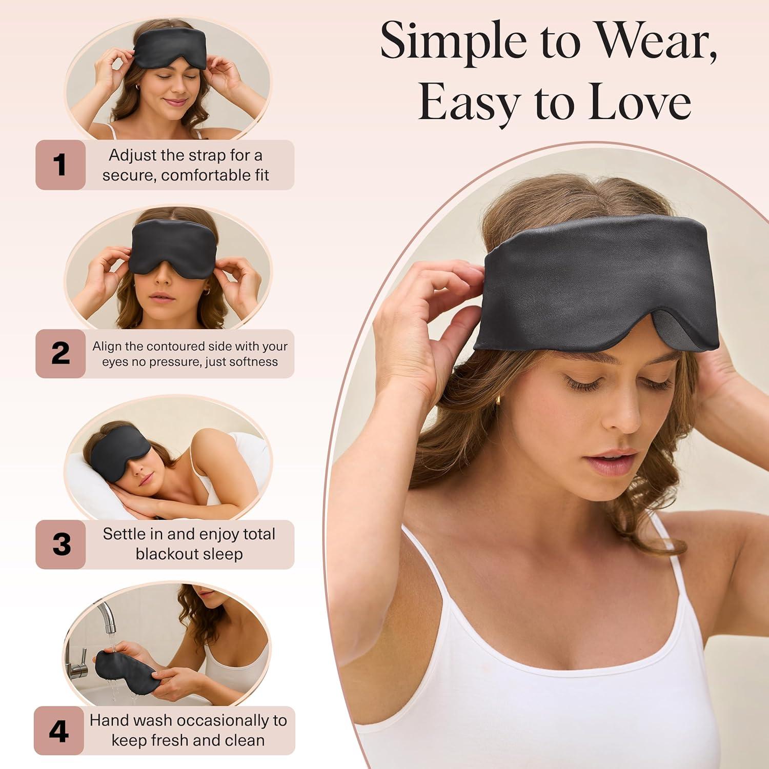 imageKitsch Contour Pillow Eye Mask Softer Than Silk Eye Masks for Sleep Blindfold Sleep Masks for Women amp Men No Eye Pressure Lightweight Eye Care Travel Essentials BlushCharcoal