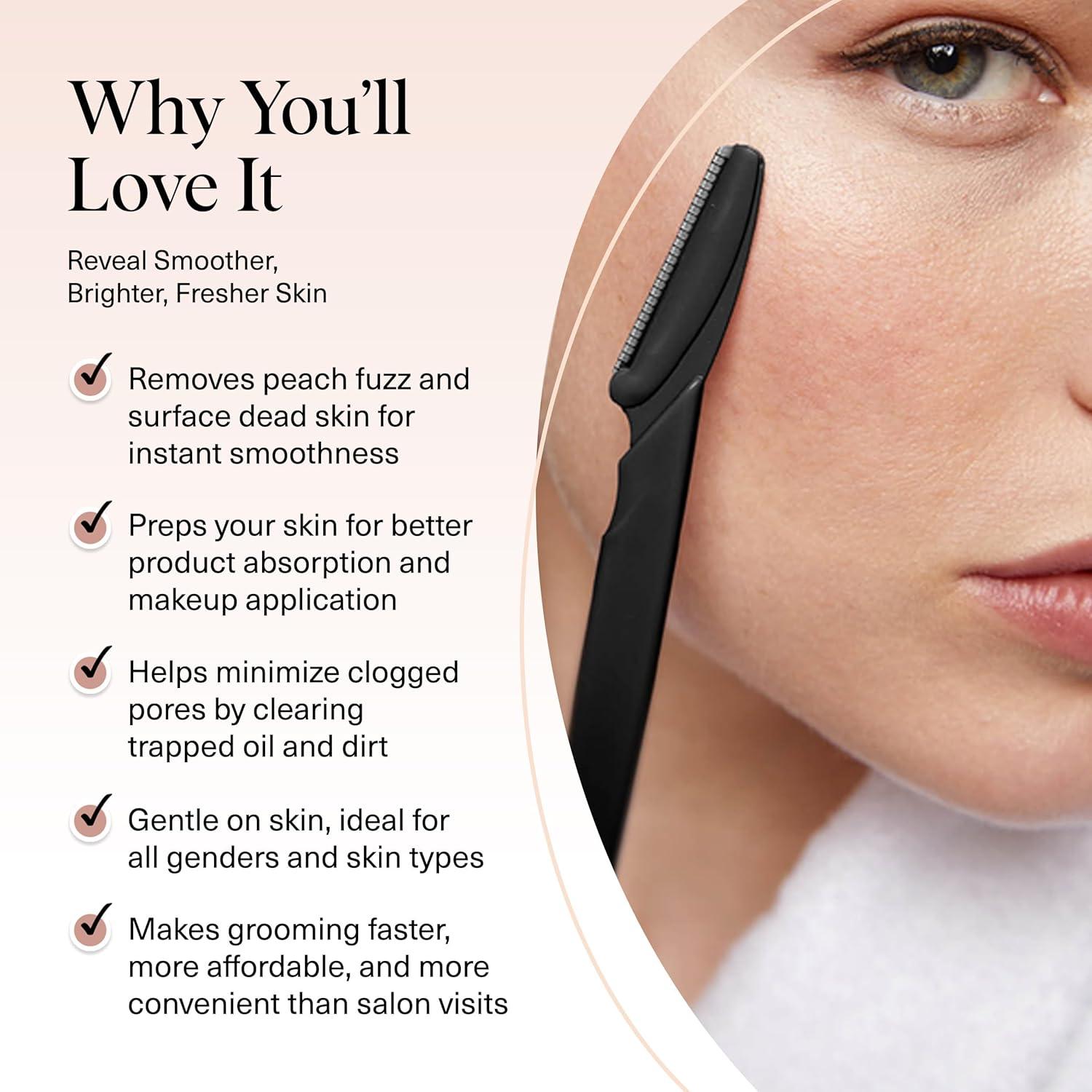 imageKitsch Dermaplane Razor for Women Face Face Razors for Women amp Men Eyebrow Trimmer amp Face Shaver Exfoliating Facial Razor amp Skin Care Tool for Smoother Skin Assorted Cherry Blossom 6 pcsBlack