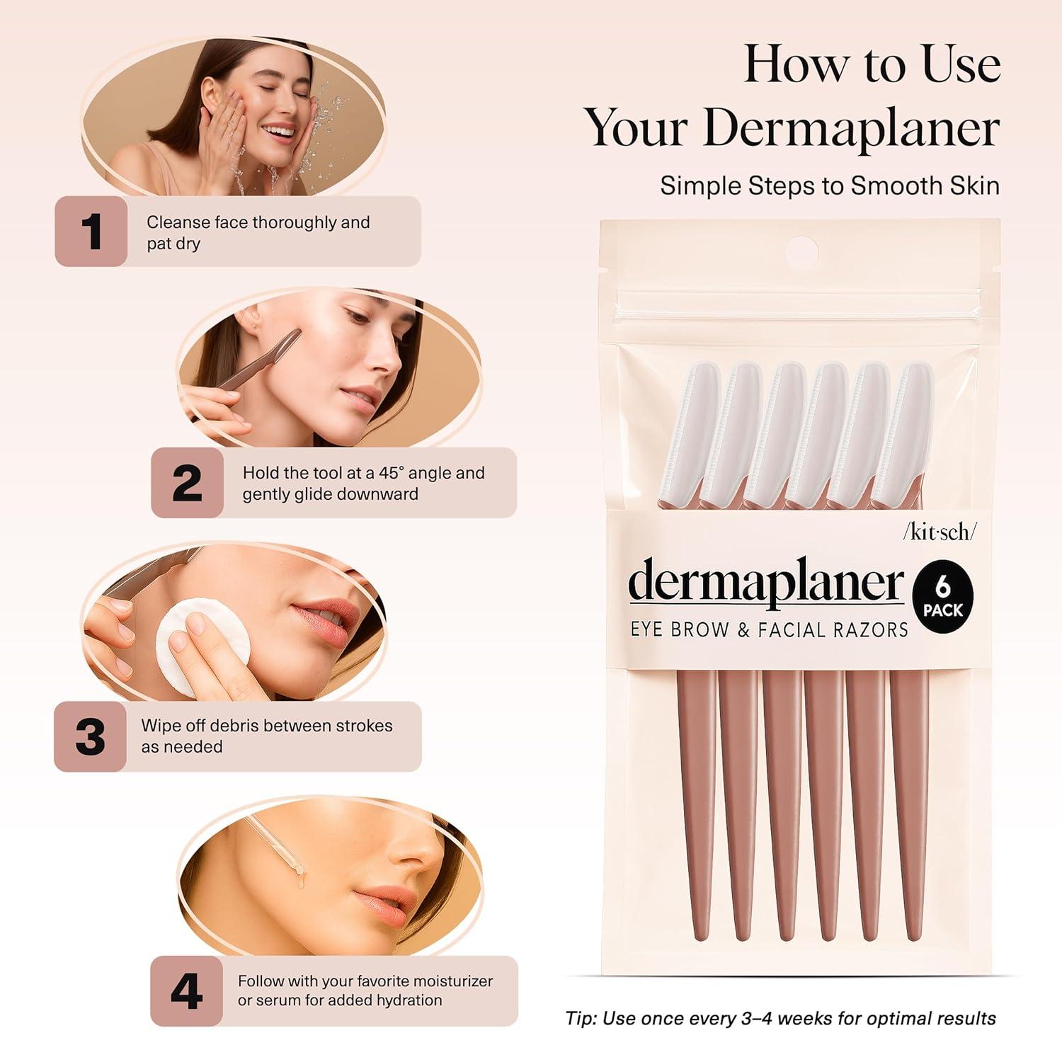 imageKitsch Dermaplane Razor for Women Face Face Razors for Women amp Men Eyebrow Trimmer amp Face Shaver Exfoliating Facial Razor amp Skin Care Tool for Smoother Skin Assorted Cherry Blossom 6 pcsTerracotta