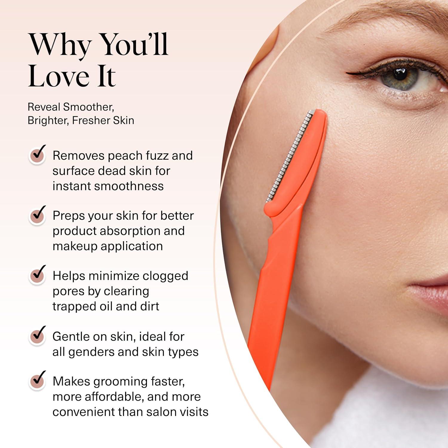 imageKitsch Dermaplane Razor for Women Face Face Razors for Women amp Men Eyebrow Trimmer amp Face Shaver Exfoliating Facial Razor amp Skin Care Tool for Smoother Skin Assorted Cherry Blossom 6 pcsCoral