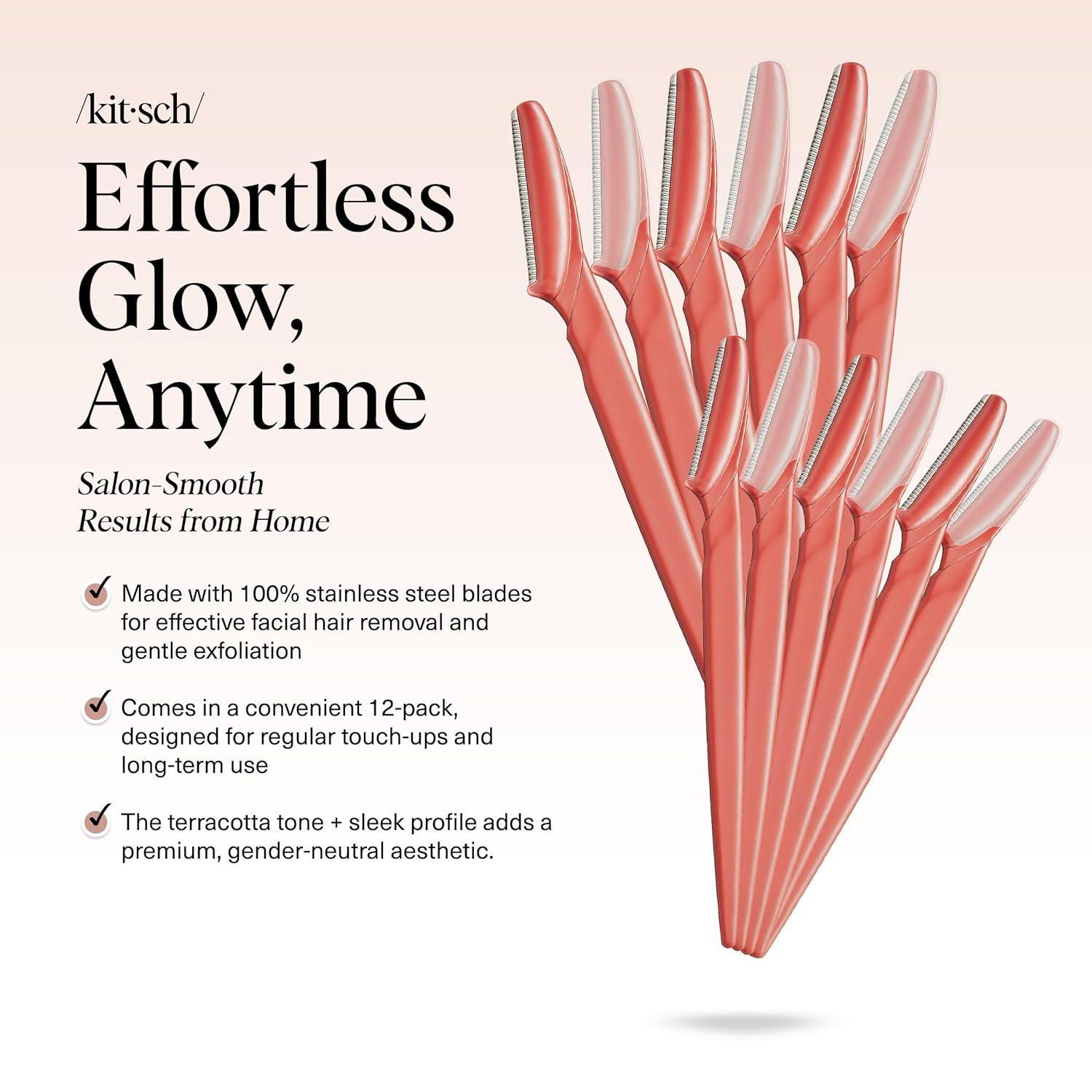 imageKitsch Dermaplane Razor for Women Face Face Razors for Women amp Men Eyebrow Trimmer amp Face Shaver Exfoliating Facial Razor amp Skin Care Tool for Smoother Skin Assorted Cherry Blossom 6 pcsCoral