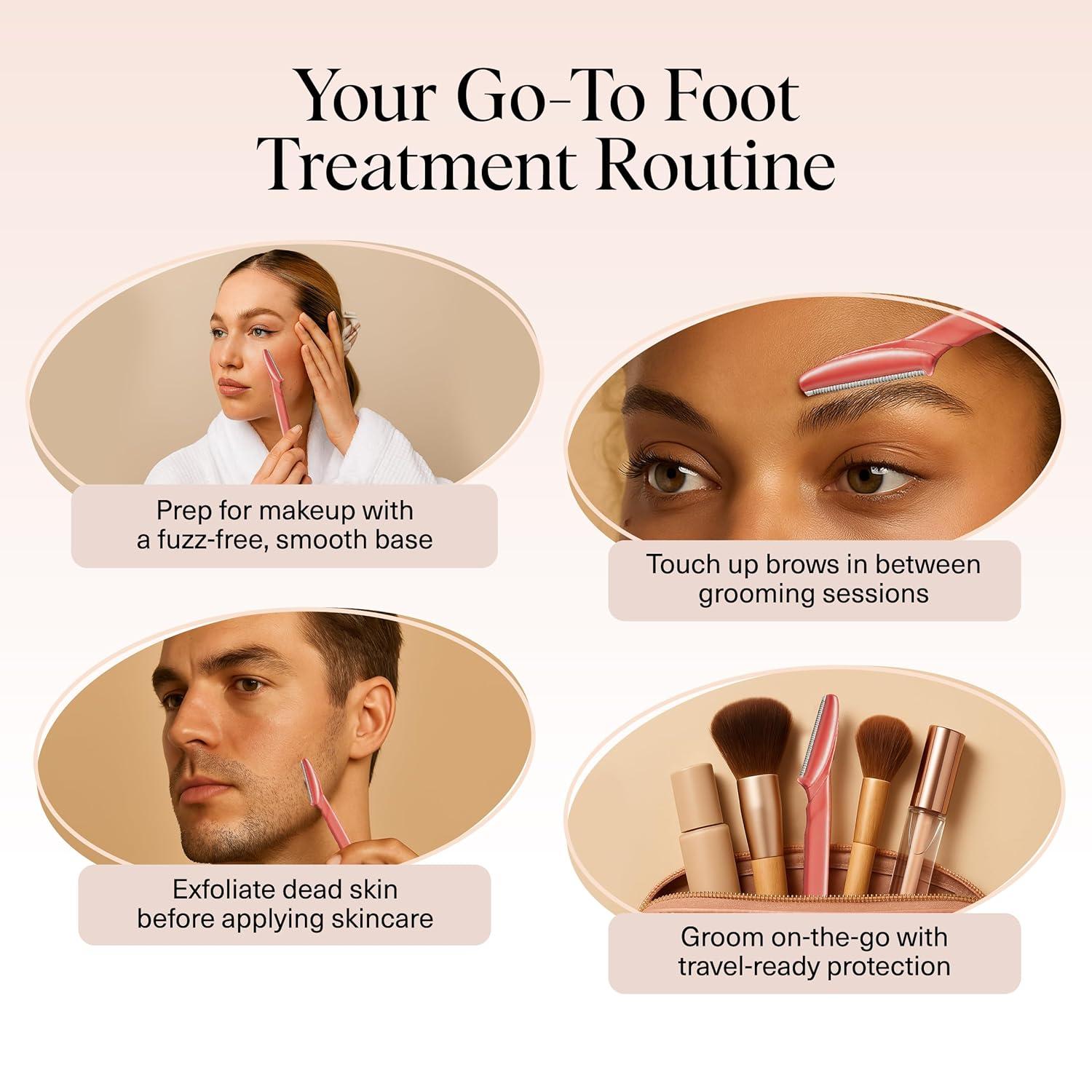 imageKitsch Dermaplane Razor for Women Face Face Razors for Women amp Men Eyebrow Trimmer amp Face Shaver Exfoliating Facial Razor amp Skin Care Tool for Smoother Skin Assorted Cherry Blossom 6 pcsCoral