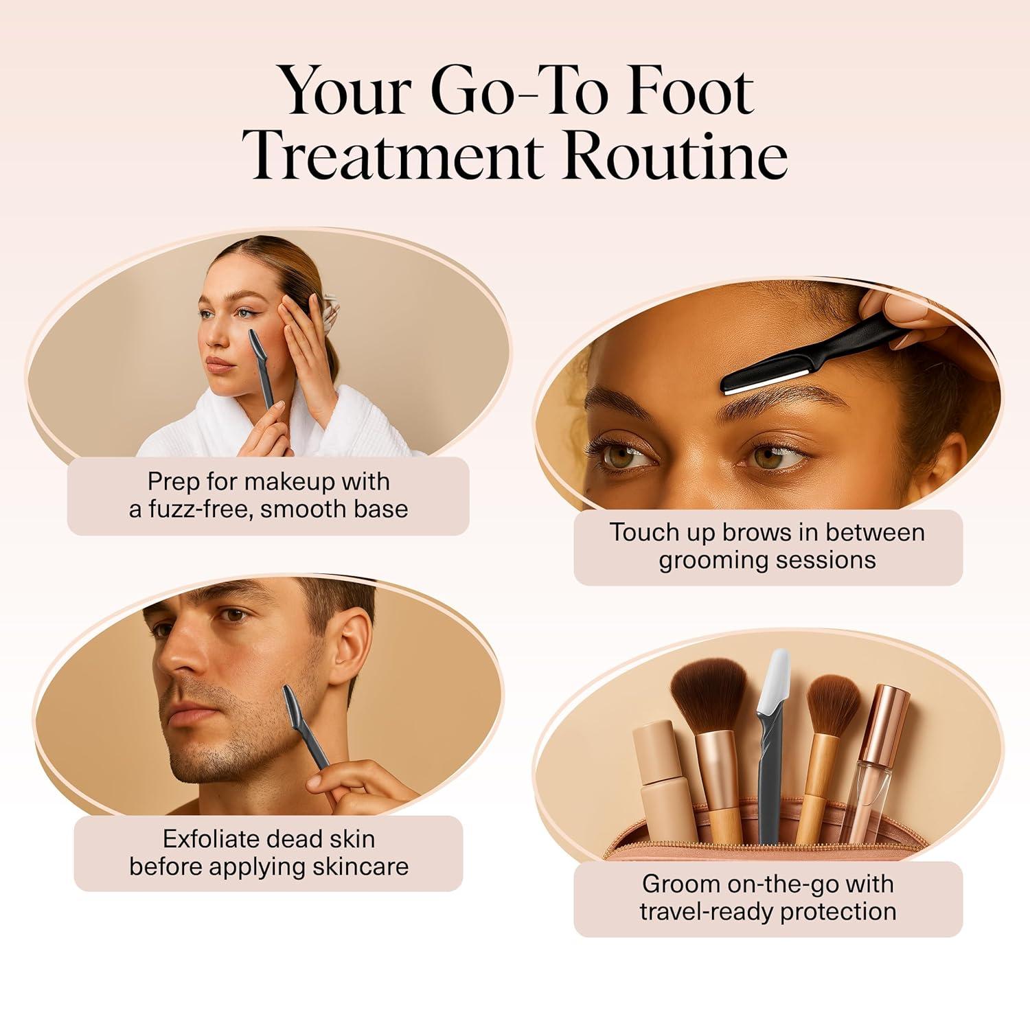 imageKitsch Dermaplane Razor for Women Face Face Razors for Women amp Men Eyebrow Trimmer amp Face Shaver Exfoliating Facial Razor amp Skin Care Tool for Smoother Skin Assorted Cherry Blossom 6 pcsBlack