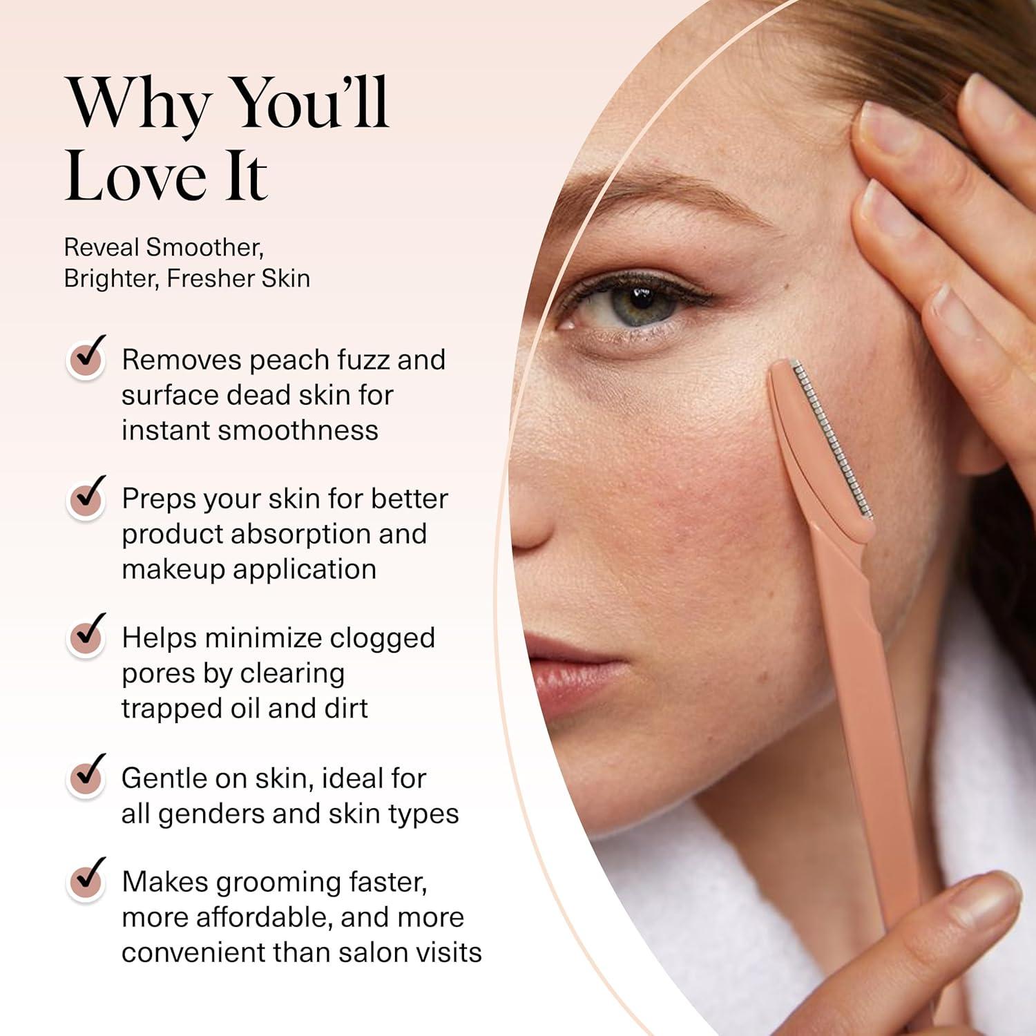 imageKitsch Dermaplane Razor for Women Face Face Razors for Women amp Men Eyebrow Trimmer amp Face Shaver Exfoliating Facial Razor amp Skin Care Tool for Smoother Skin Assorted Cherry Blossom 6 pcsTerracotta