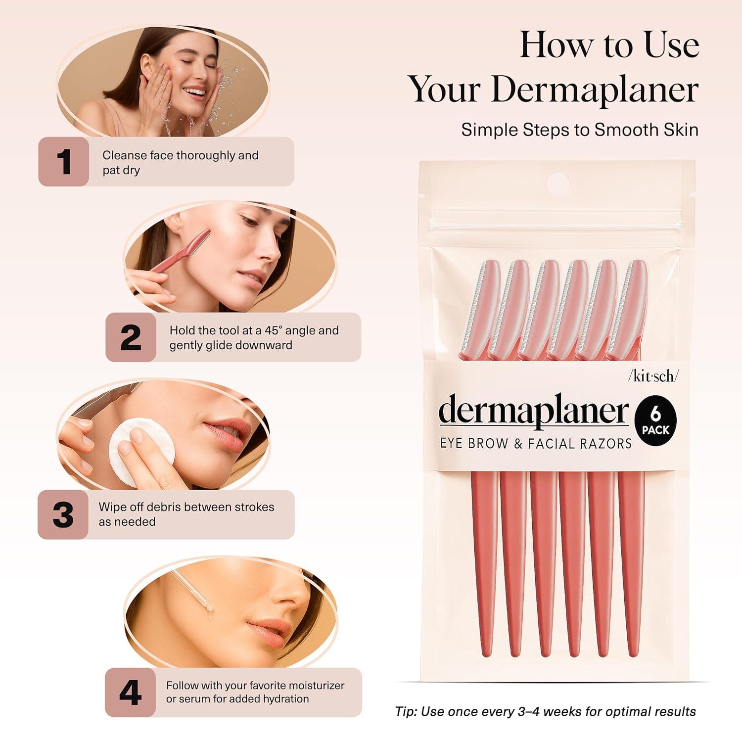 imageKitsch Dermaplane Razor for Women Face Face Razors for Women amp Men Eyebrow Trimmer amp Face Shaver Exfoliating Facial Razor amp Skin Care Tool for Smoother Skin Assorted Cherry Blossom 6 pcsCoral