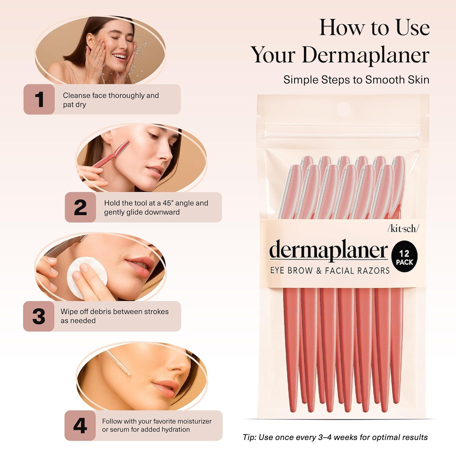 imageKitsch Dermaplane Razor for Women Face Face Razors for Women amp Men Eyebrow Trimmer amp Face Shaver Exfoliating Facial Razor amp Skin Care Tool for Smoother Skin Assorted Cherry Blossom 6 pcsCoral