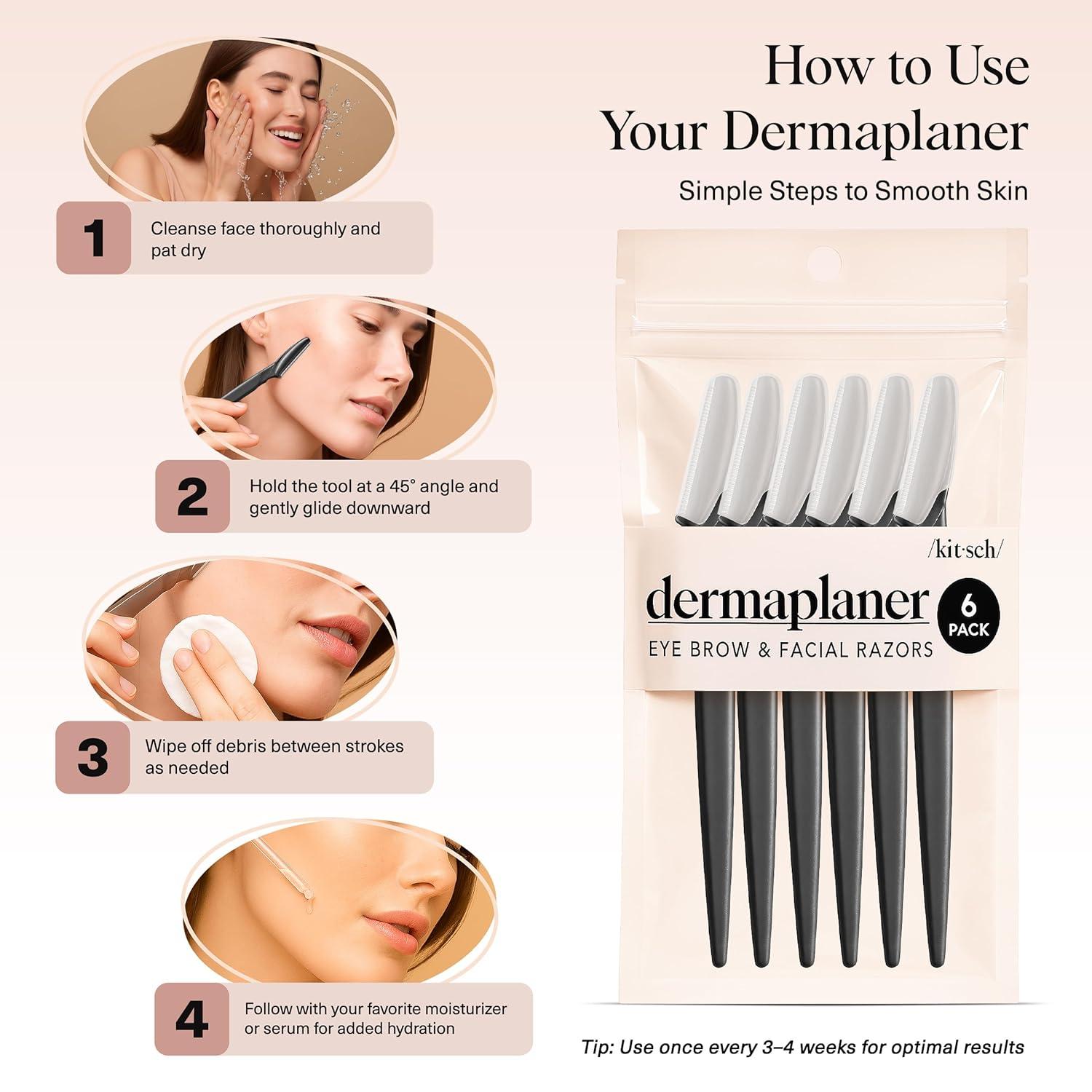 imageKitsch Dermaplane Razor for Women Face Face Razors for Women amp Men Eyebrow Trimmer amp Face Shaver Exfoliating Facial Razor amp Skin Care Tool for Smoother Skin Assorted Cherry Blossom 6 pcsBlack