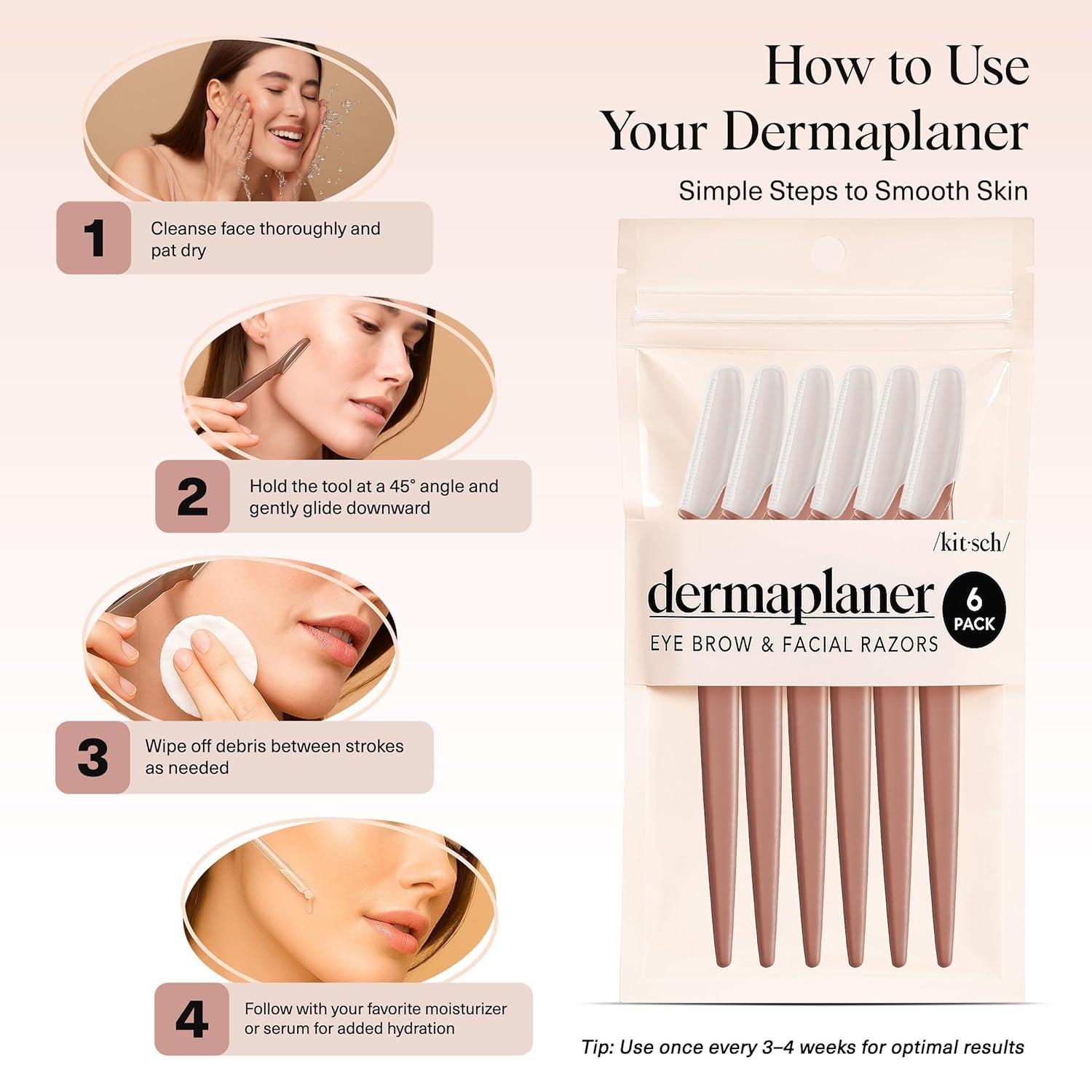 imageKitsch Dermaplane Razor for Women Face Face Razors for Women amp Men Eyebrow Trimmer amp Face Shaver Exfoliating Facial Razor amp Skin Care Tool for Smoother Skin Assorted Cherry Blossom 6 pcsTerracotta