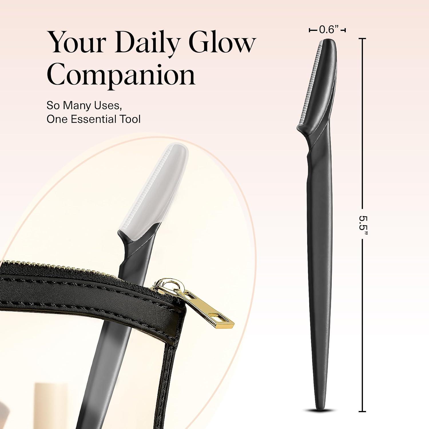 imageKitsch Dermaplane Razor for Women Face Face Razors for Women amp Men Eyebrow Trimmer amp Face Shaver Exfoliating Facial Razor amp Skin Care Tool for Smoother Skin Assorted Cherry Blossom 6 pcsBlack