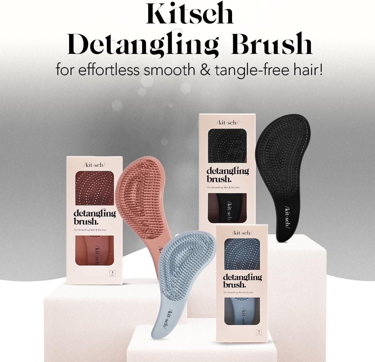 imageKitsch Detangler Brush Gentle Curly Hair Brush with Flexible Bristles for All Hair Types Wet or Dry Detangling Hair Brushes for Women amp Men Adults amp Kids BlackBlack