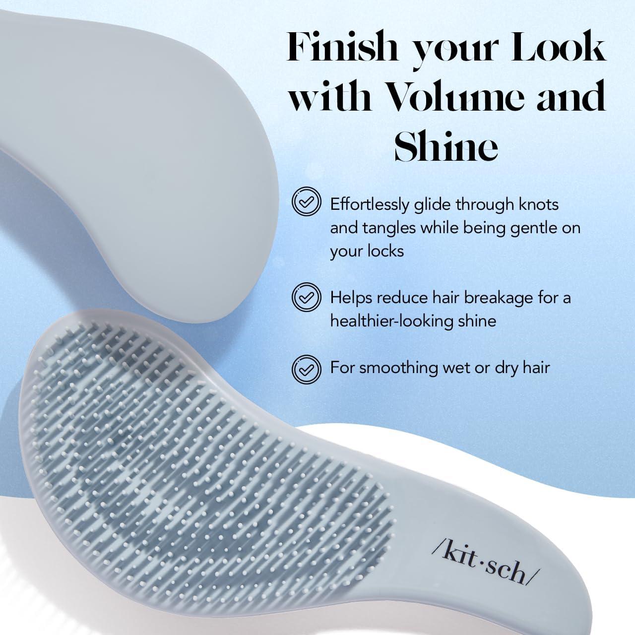 imageKitsch Detangler Brush  Gentle Curly Hair Brush with Flexible Bristles for All Hair Types  Wet or Dry  Detangling Hair Brushes for Women amp Men Adults amp Kids  BlackHaze Blue