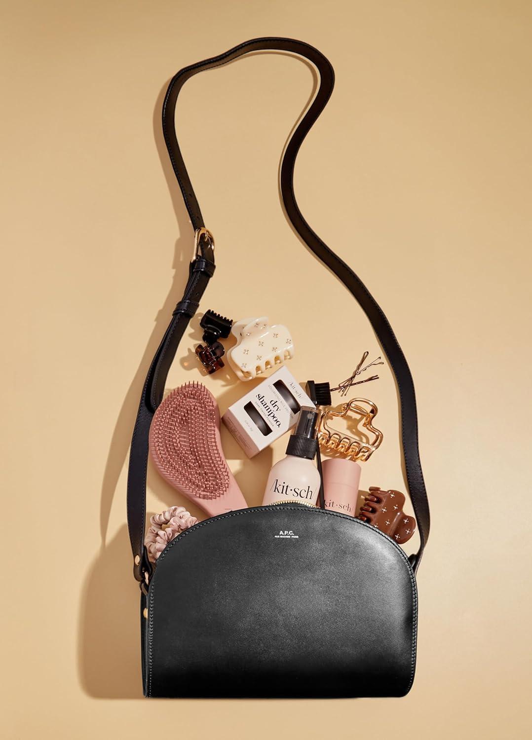 imageKitsch Detangler Brush  Gentle Curly Hair Brush with Flexible Bristles for All Hair Types  Wet or Dry  Detangling Hair Brushes for Women amp Men Adults amp Kids  BlackTerracotta