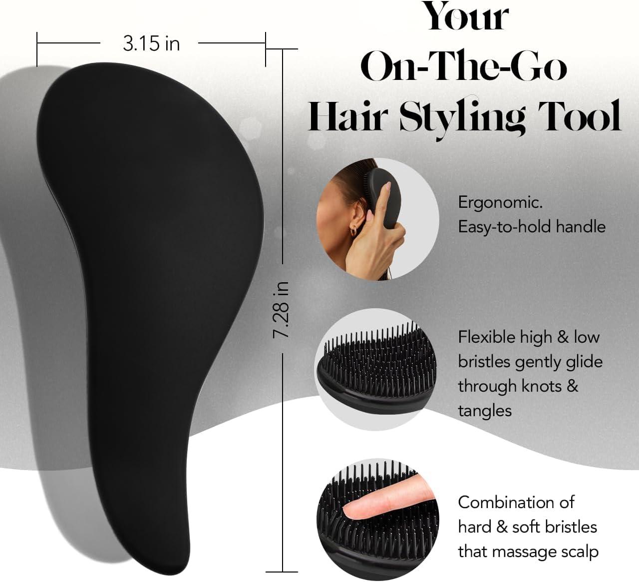 imageKitsch Detangler Brush Gentle Curly Hair Brush with Flexible Bristles for All Hair Types Wet or Dry Detangling Hair Brushes for Women amp Men Adults amp Kids BlackBlack