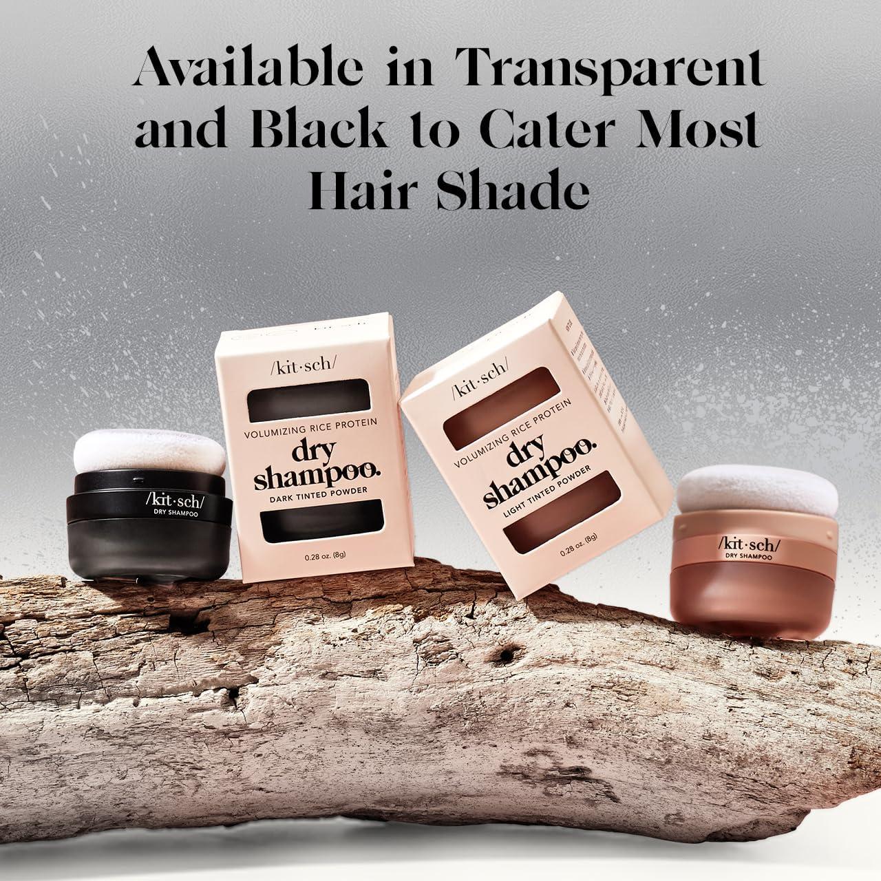 imageKitsch Dry Shampoo Powder for Women amp Men Dry Shampoo for Dark Hair wRice Protein Unscented Volumizing No White Cast Non Toxic Non Aerosol Organic Ideal Gifts for Women Travel Size 8g