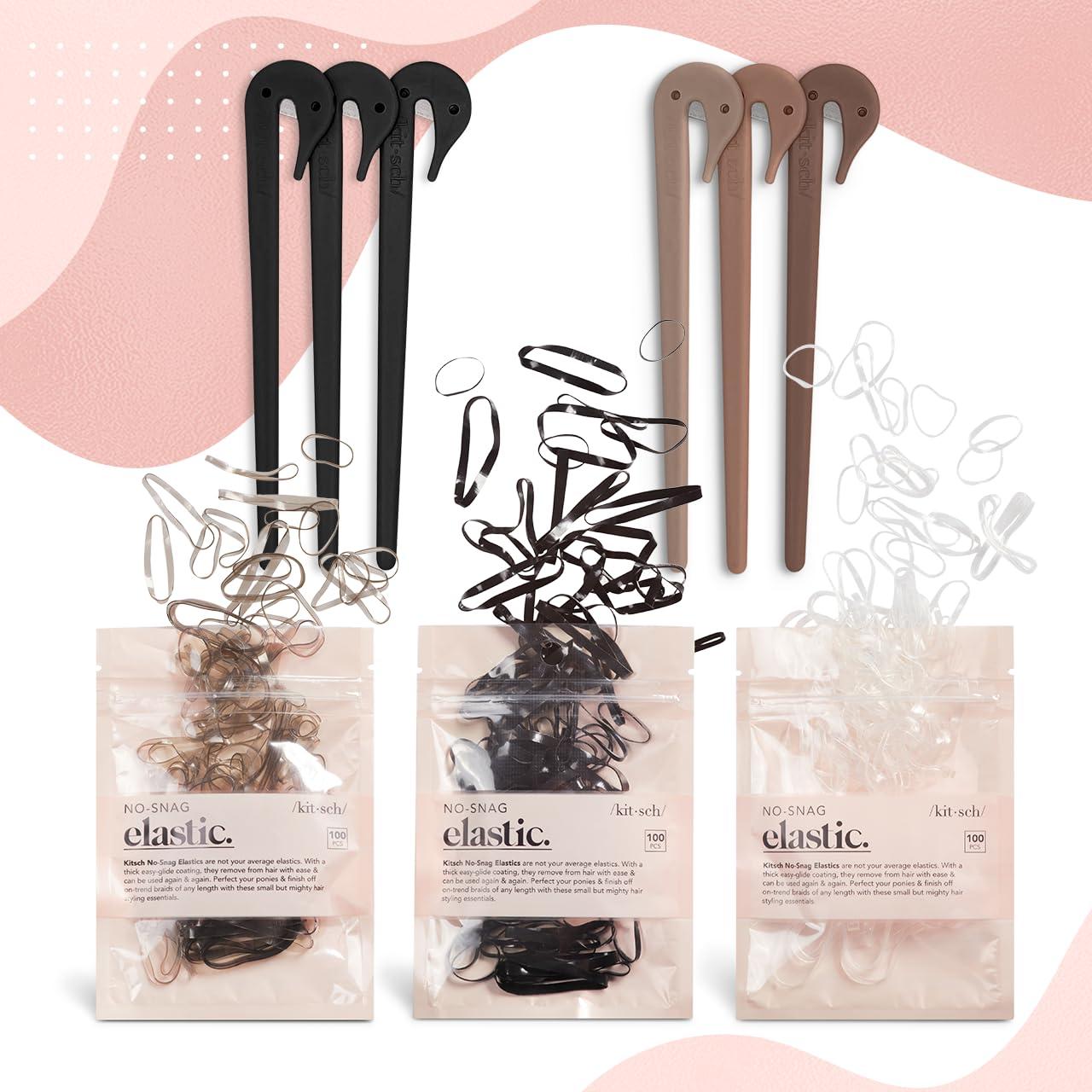 imageKitsch Hair Tie Cutter Easy To Use Pain Free Rubber Band Cutter for Hair Kids Baby amp Toddler Girls Ideal Gifts for Women Black 3pc SetBlack Elastic Cutter Small Rubber Bands