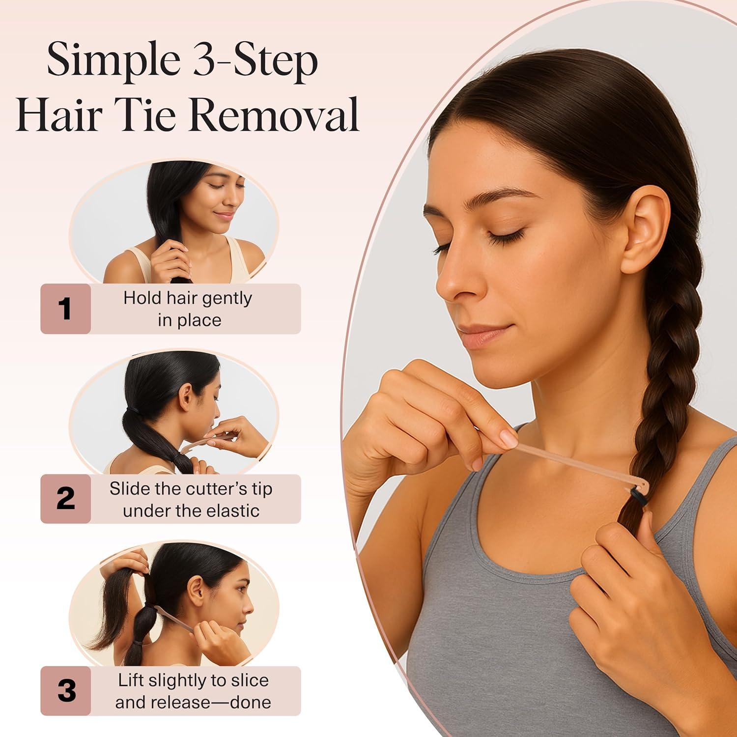 imageKitsch Hair Tie Cutter Easy To Use Pain Free Rubber Band Cutter for Hair Kids Baby amp Toddler Girls Ideal Gifts for Women Black 3pc SetMulticolored