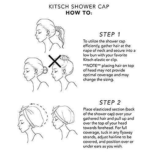 imageKitsch Luxury Shower Caps for Women Reusable Waterproof Flexi Satin Lined Large Shower Cap for Men Nonslip Quickdry Adjustable Stylish Hair Cap for Long amp Short Hair Cherry PrintFloral