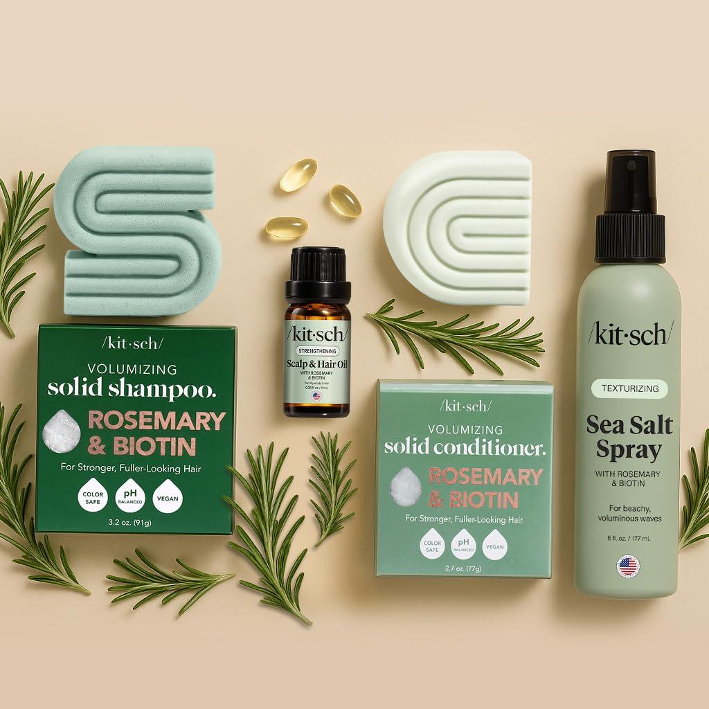 imageKitsch Rosemary amp Biotin Shampoo and Conditioner Set for Hair Growth Strengthening Thickening amp Volumizing Shampoo and Conditioner Bar Paraben Sulfate amp Silicone Free Made in USA 2 pack