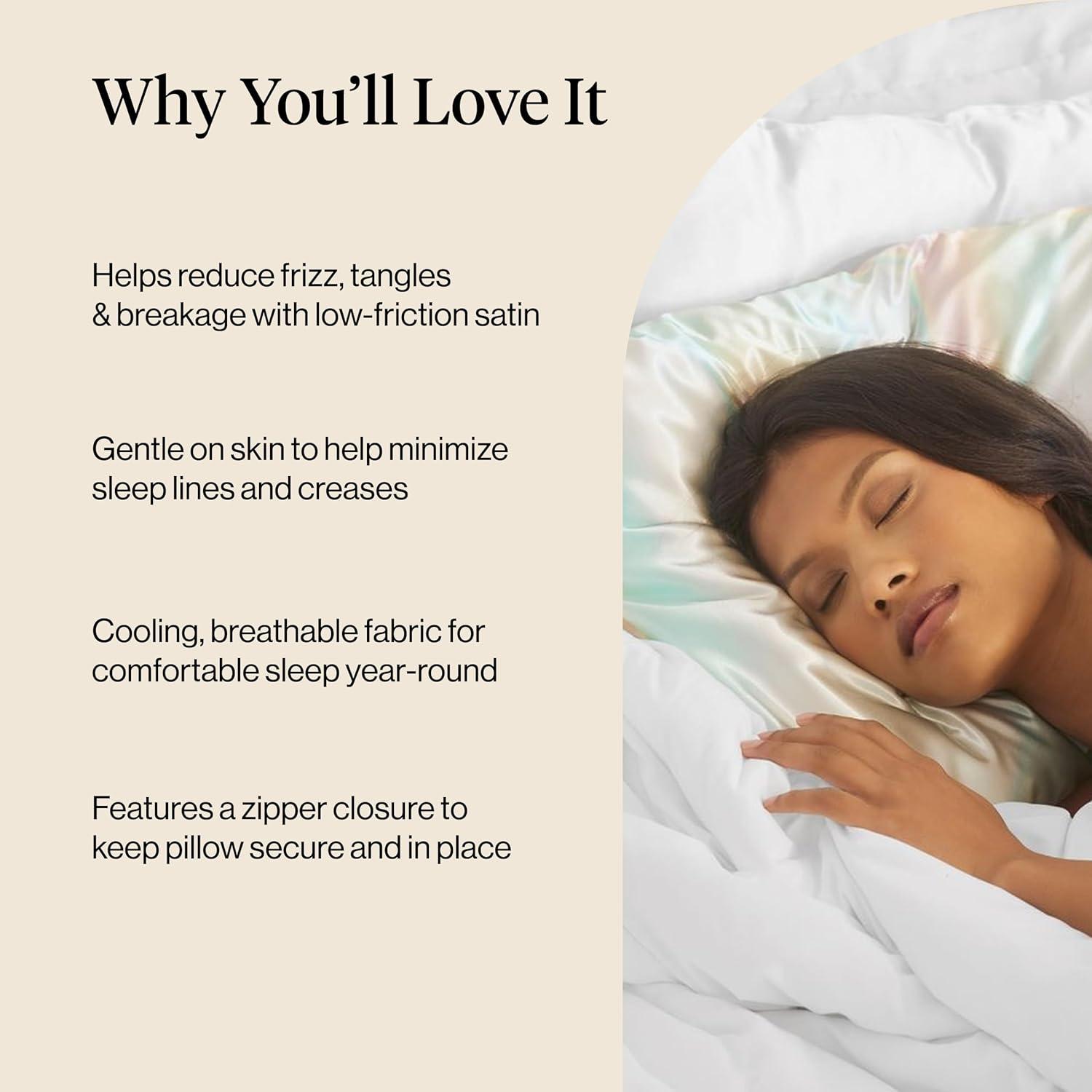 imageKitsch Satin Pillowcase Softer Than Silk Pillow Cases Cooling Pillow Covers King Size Pillow Cases Set of 2 Satin Pillowcase with Zipper for Hair Skin amp Quality Sleep 19x36 Blush 2pcsAura