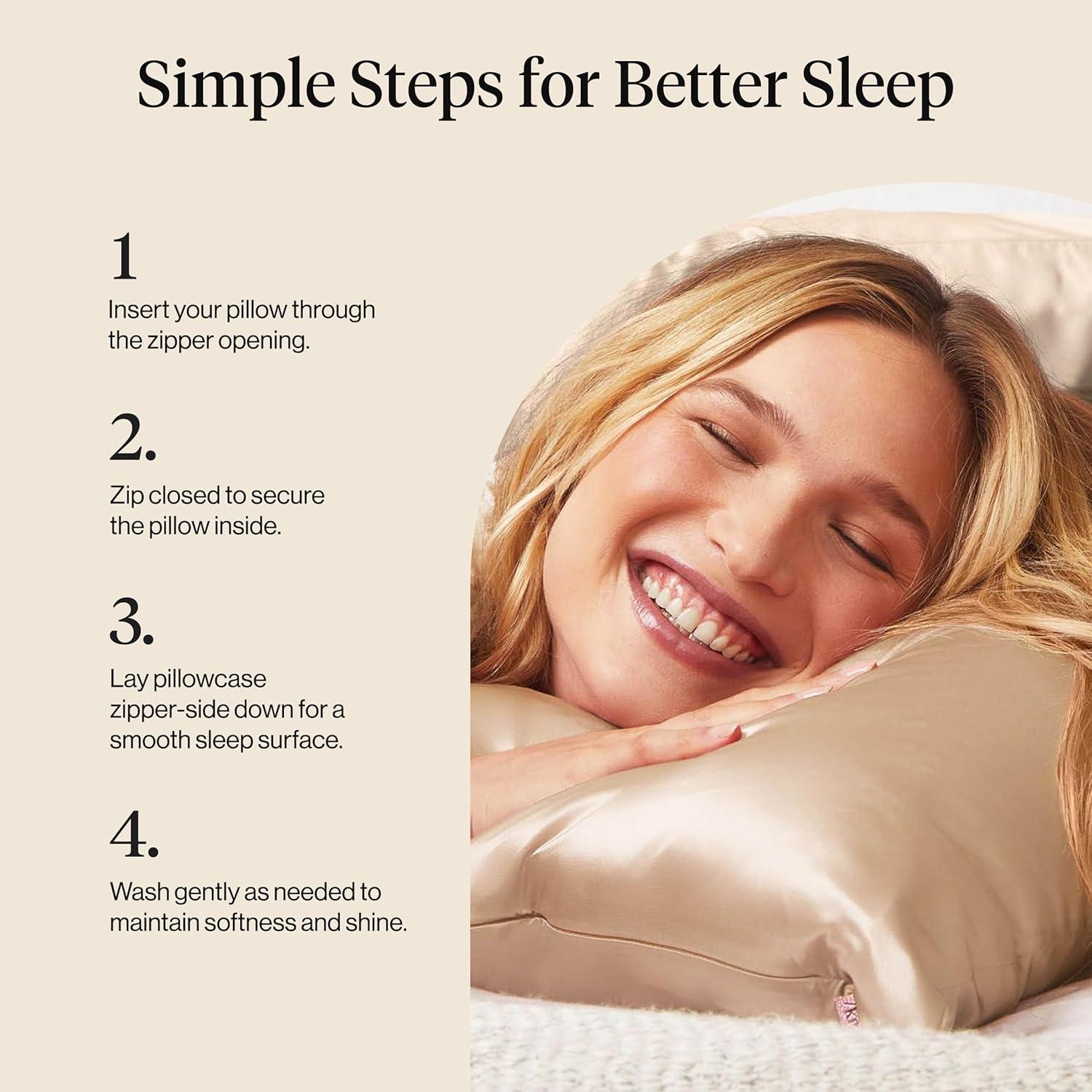 imageKitsch Satin Pillowcase Softer Than Silk Pillow Cases Cooling Pillow Covers King Size Pillow Cases Set of 2 Satin Pillowcase with Zipper for Hair Skin amp Quality Sleep 19x36 Blush 2pcsChampagne