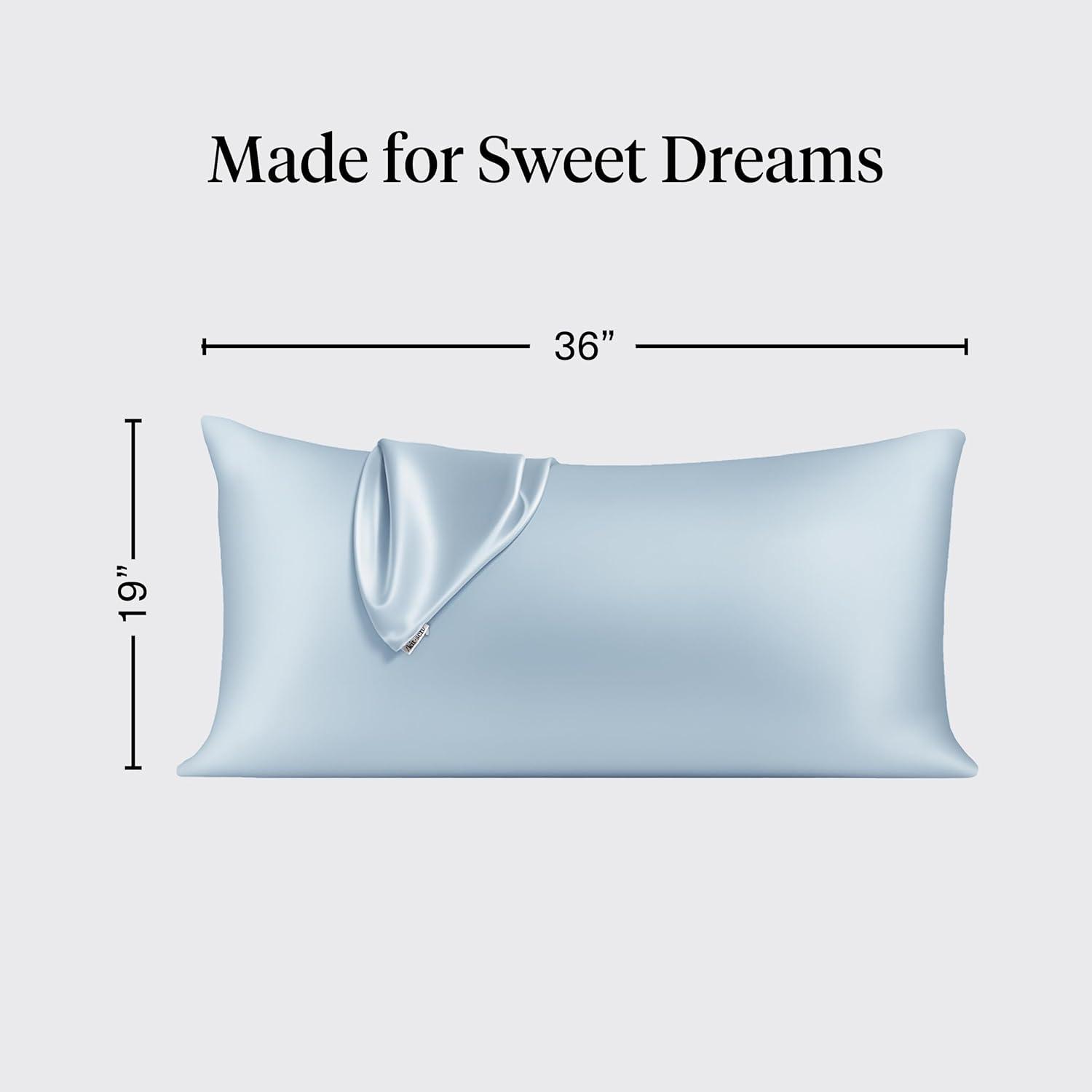 imageKitsch Satin Pillowcase Softer Than Silk Pillow Cases Cooling Pillow Covers King Size Pillow Cases Set of 2 Satin Pillowcase with Zipper for Hair Skin amp Quality Sleep 19x36 Blush 2pcsHaze Blue
