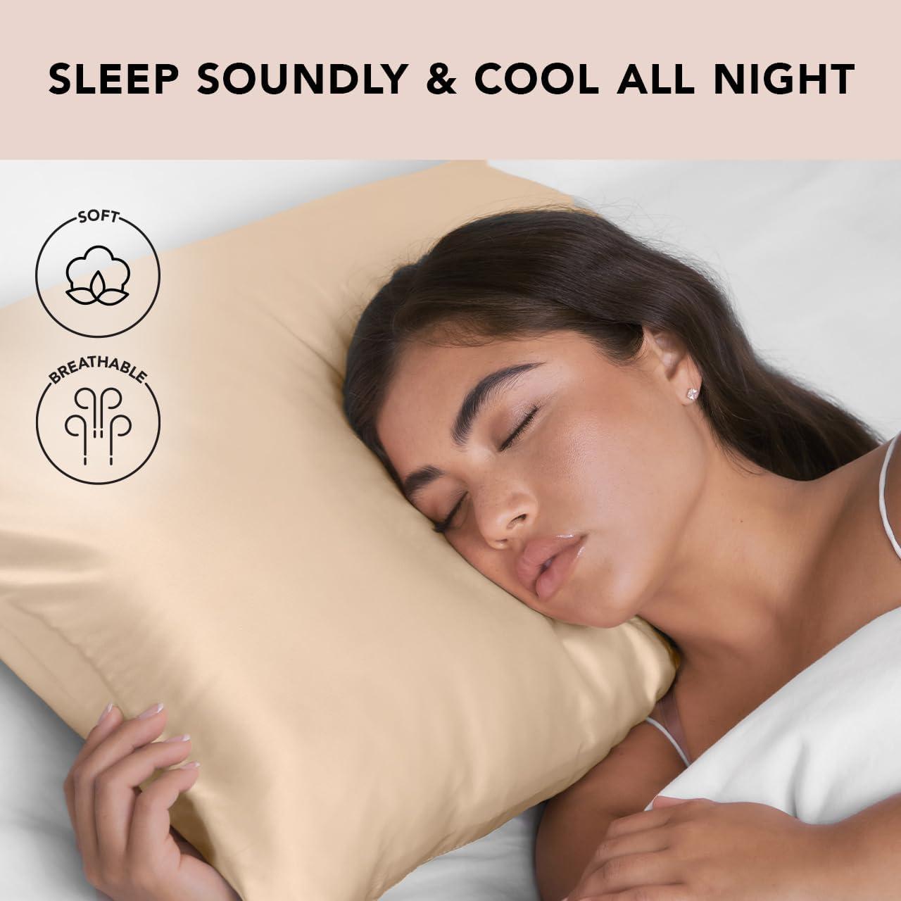 imageKitsch Satin Pillowcase Softer Than Silk Pillow Cases Cooling Pillow Covers King Size Pillow Cases Set of 2 Satin Pillowcase with Zipper for Hair Skin amp Quality Sleep 19x36 Blush 2pcsChampagne