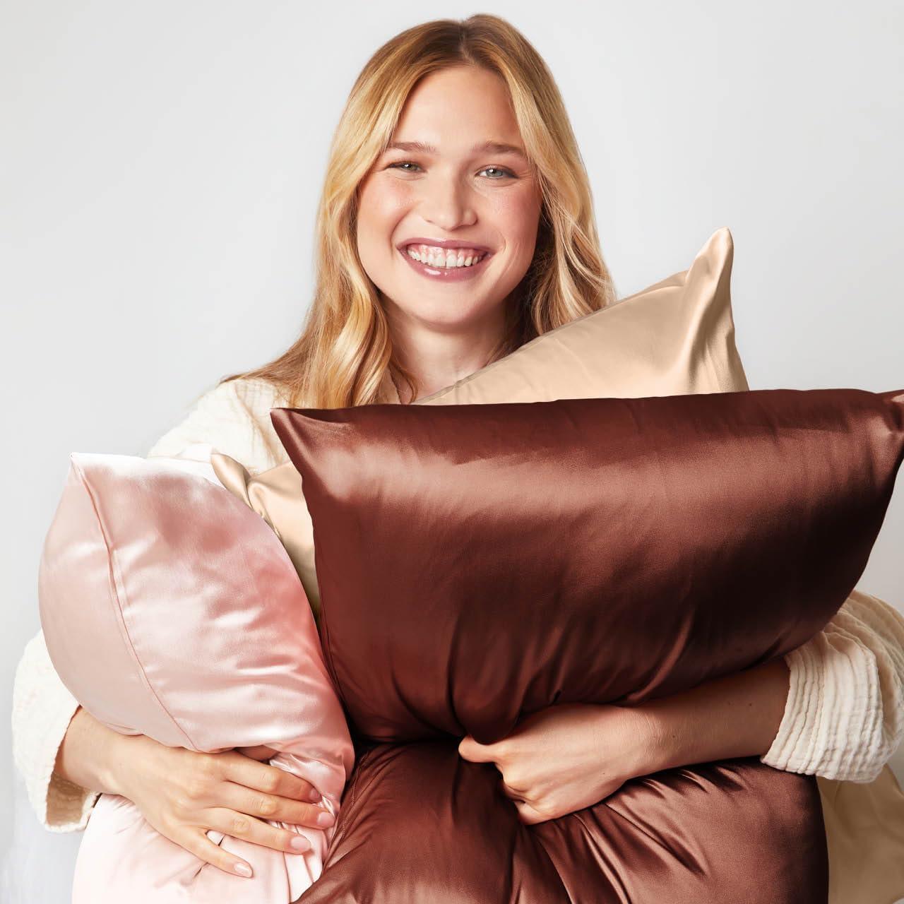 imageKitsch Satin Pillowcase Softer Than Silk Pillow Cases Cooling Pillow Covers King Size Pillow Cases Set of 2 Satin Pillowcase with Zipper for Hair Skin amp Quality Sleep 19x36 Blush 2pcsChampagne