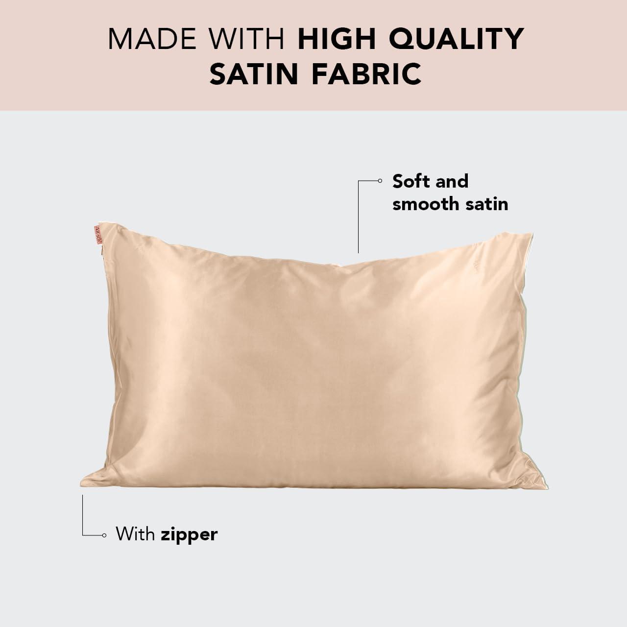 imageKitsch Satin Pillowcase Softer Than Silk Pillow Cases Cooling Pillow Covers King Size Pillow Cases Set of 2 Satin Pillowcase with Zipper for Hair Skin amp Quality Sleep 19x36 Blush 2pcsChampagne