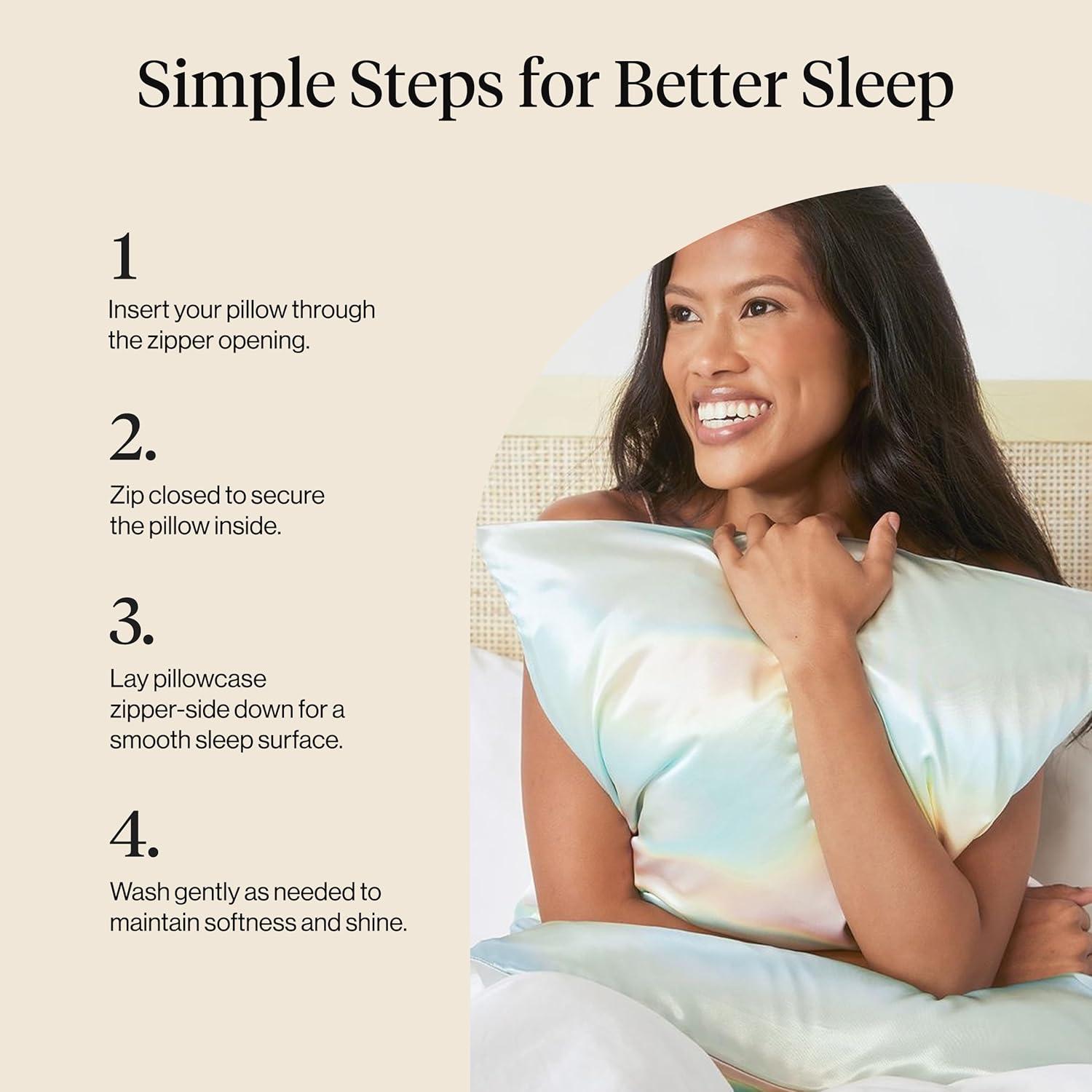 imageKitsch Satin Pillowcase Softer Than Silk Pillow Cases Cooling Pillow Covers King Size Pillow Cases Set of 2 Satin Pillowcase with Zipper for Hair Skin amp Quality Sleep 19x36 Blush 2pcsAura