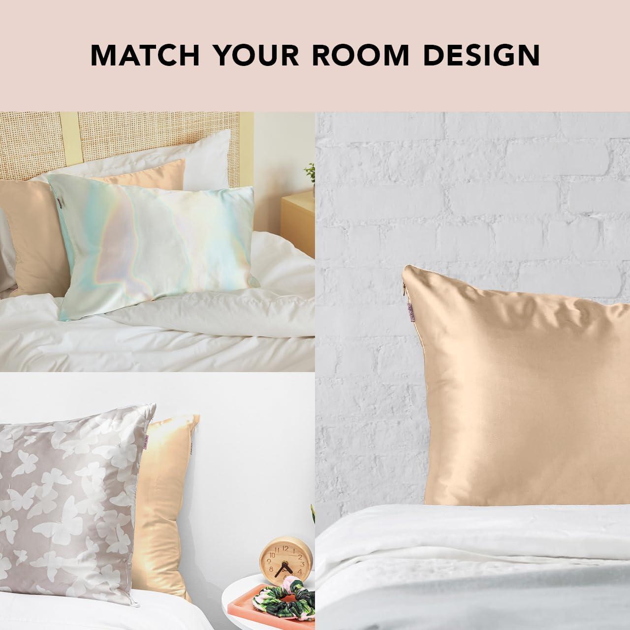 imageKitsch Satin Pillowcase Softer Than Silk Pillow Cases Cooling Pillow Covers King Size Pillow Cases Set of 2 Satin Pillowcase with Zipper for Hair Skin amp Quality Sleep 19x36 Blush 2pcsChampagne