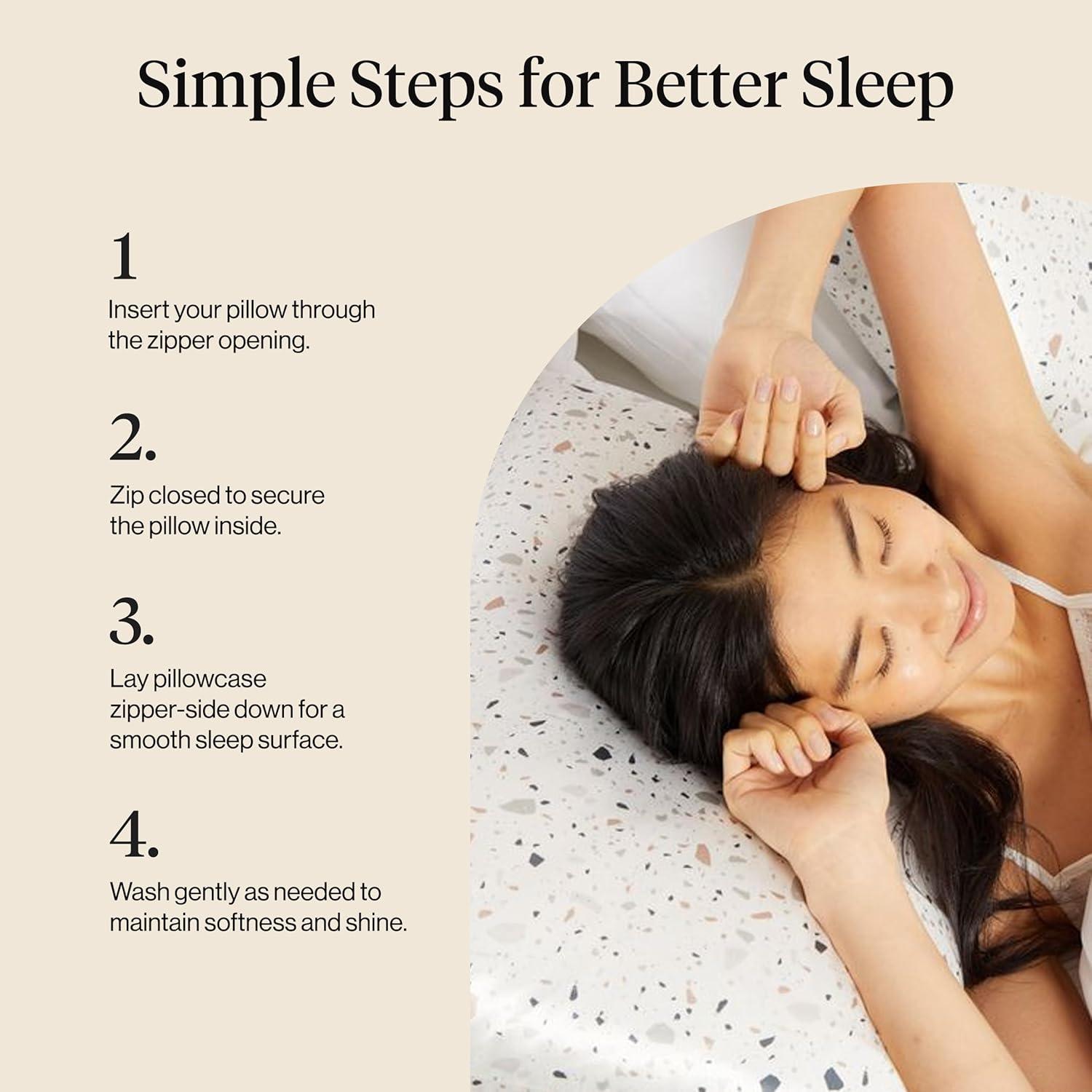 imageKitsch Satin Pillowcase Softer Than Silk Pillow Cases Cooling Pillow Covers King Size Pillow Cases Set of 2 Satin Pillowcase with Zipper for Hair Skin amp Quality Sleep 19x36 Blush 2pcsWhite Terrazzo