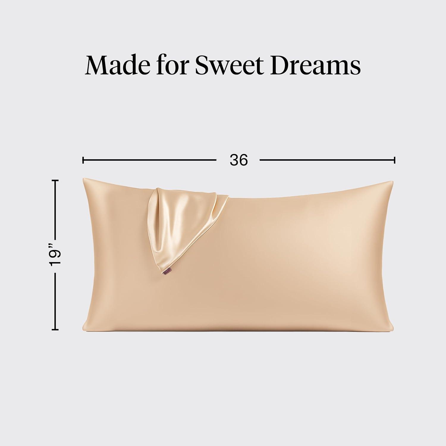 imageKitsch Satin Pillowcase Softer Than Silk Pillow Cases Cooling Pillow Covers King Size Pillow Cases Set of 2 Satin Pillowcase with Zipper for Hair Skin amp Quality Sleep 19x36 Blush 2pcsChampagne