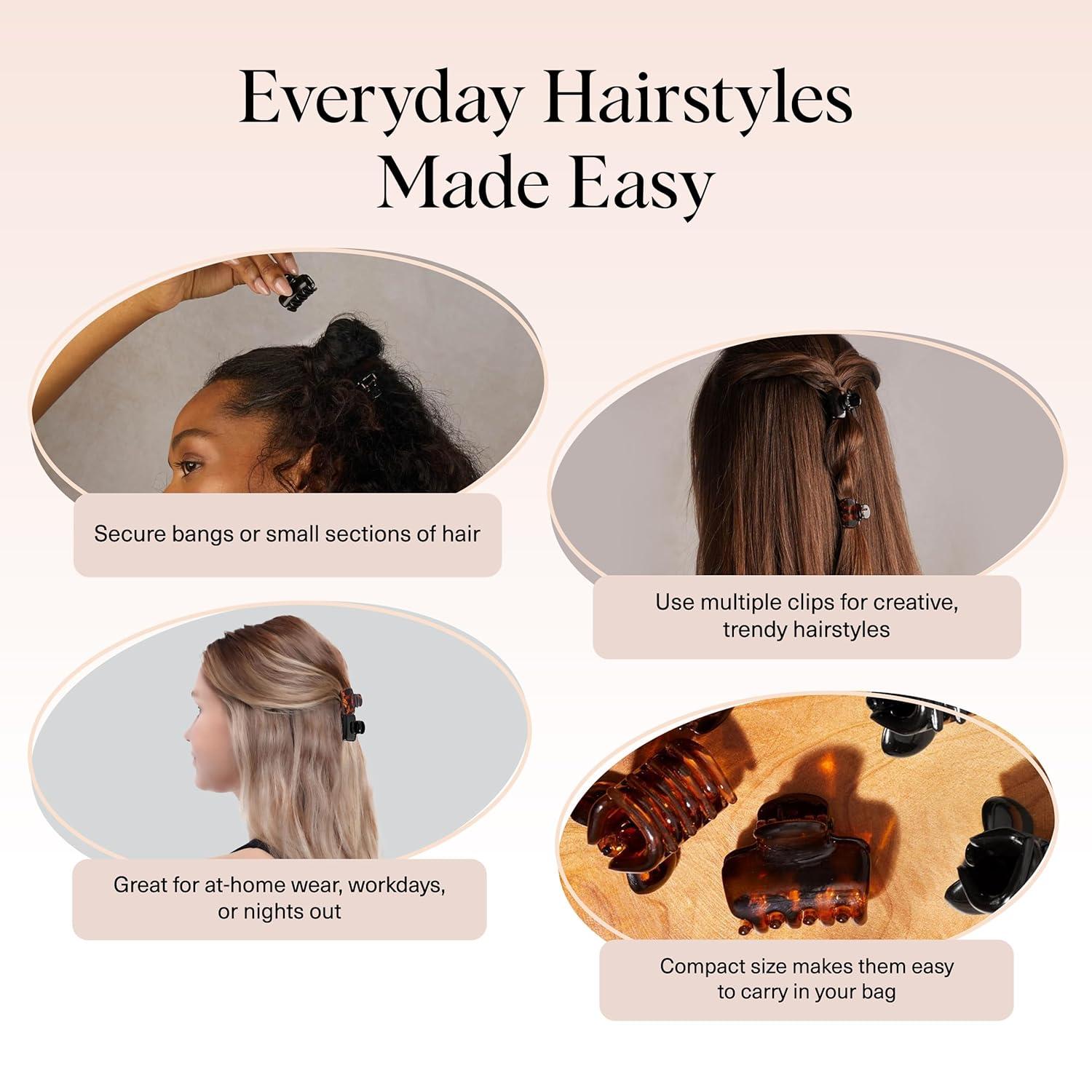 imageKitsch Small Hair Clips for Women and Girls Mini Claw Clips Hair Accessories Daily Styling Recycled Cherry Blossom Design Ideal Gifts for Women 8pc SetBlack and Tort