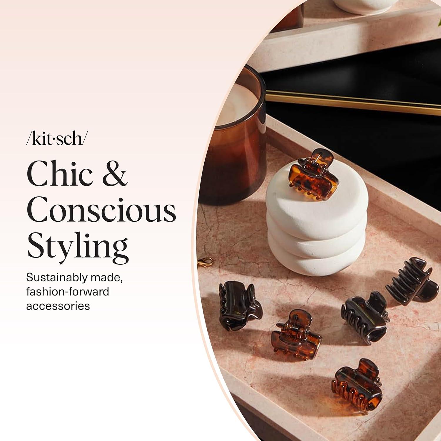 imageKitsch Small Hair Clips for Women and Girls Mini Claw Clips Hair Accessories Daily Styling Recycled Cherry Blossom Design Ideal Gifts for Women 8pc SetBlack and Tort