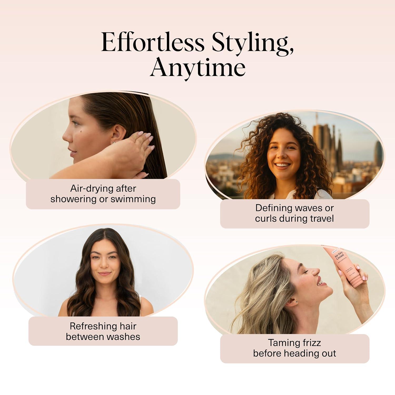 imageKitsch Smoothing Air Dry Cream for Hair Frizz Control Hair Care Product with Castor Oil amp Coconut Oil Weightless Styling Cream Enhances Natural Texture Appearance Ideal Gifts for Women 5 oz