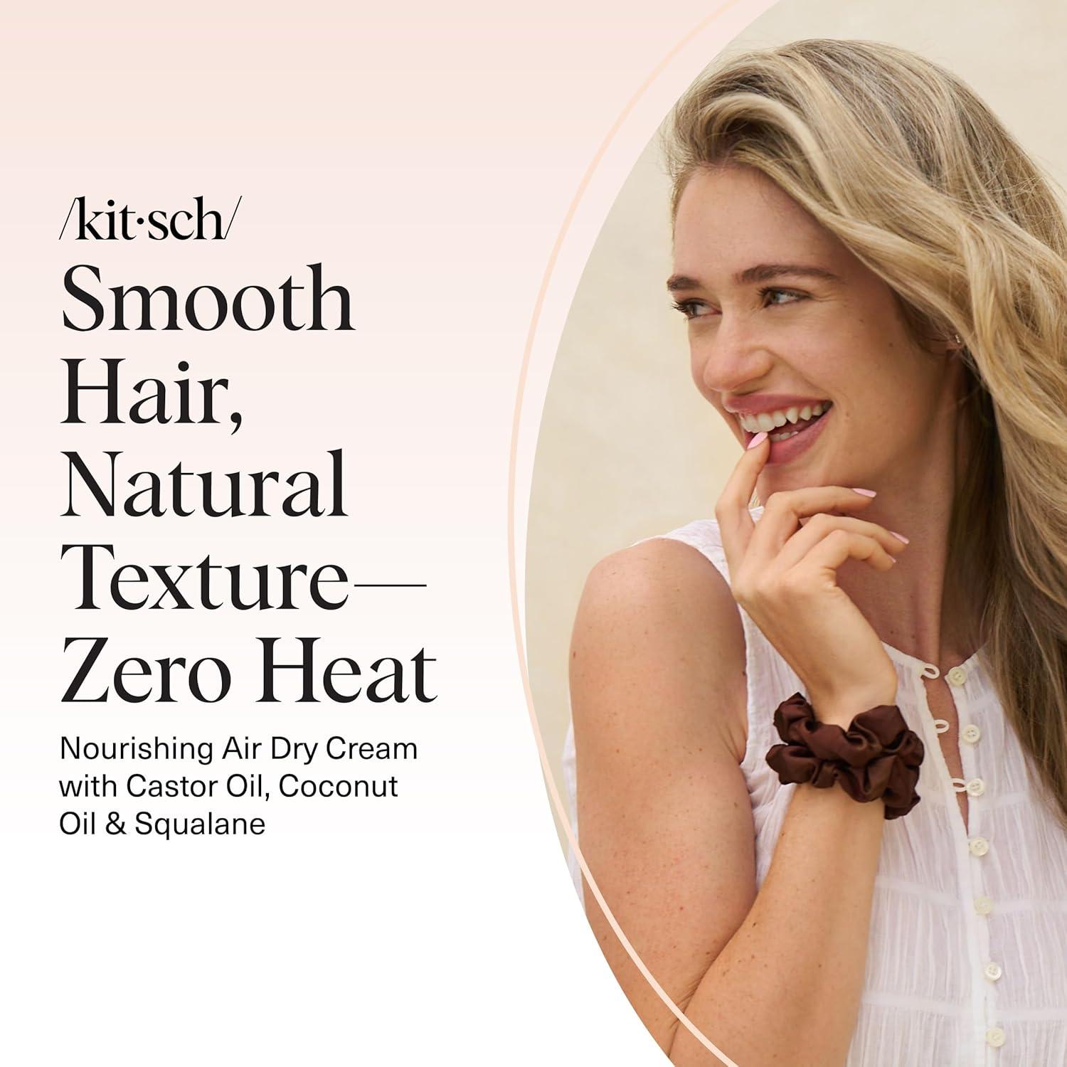 imageKitsch Smoothing Air Dry Cream for Hair Frizz Control Hair Care Product with Castor Oil amp Coconut Oil Weightless Styling Cream Enhances Natural Texture Appearance Ideal Gifts for Women 5 oz