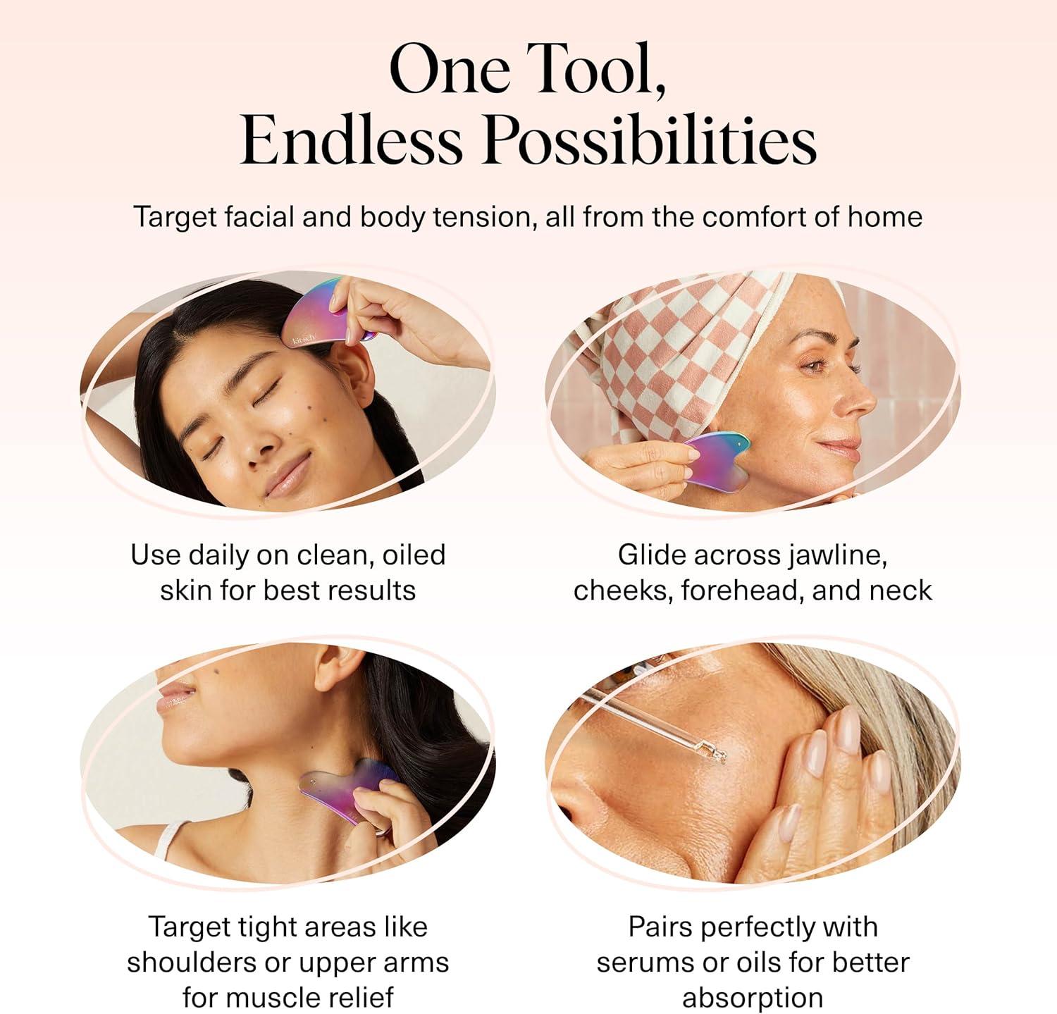 imageKitsch Stainless Steel Gua Sha Facial Tools Lymphatic Drainage Massager for Face amp Chin Jawline Shaper Double Chin Reducer Guasha Tool for Face Massager Skin Care Tools IrridescentIrridescent