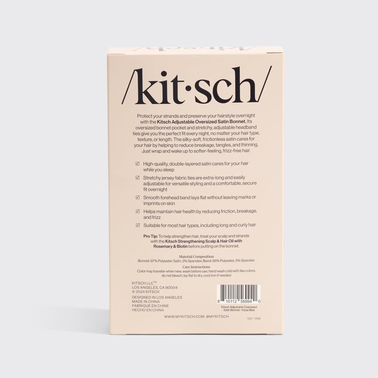 imageKitsch XL Satin Bonnet for Sleeping Softer Than Silk Hair Bonnet for Women Secure Fit Adjustable Night Cap for Curly amp Textured Hair Prevents Breakage Tangles amp Thinning CharcoalCharcoal