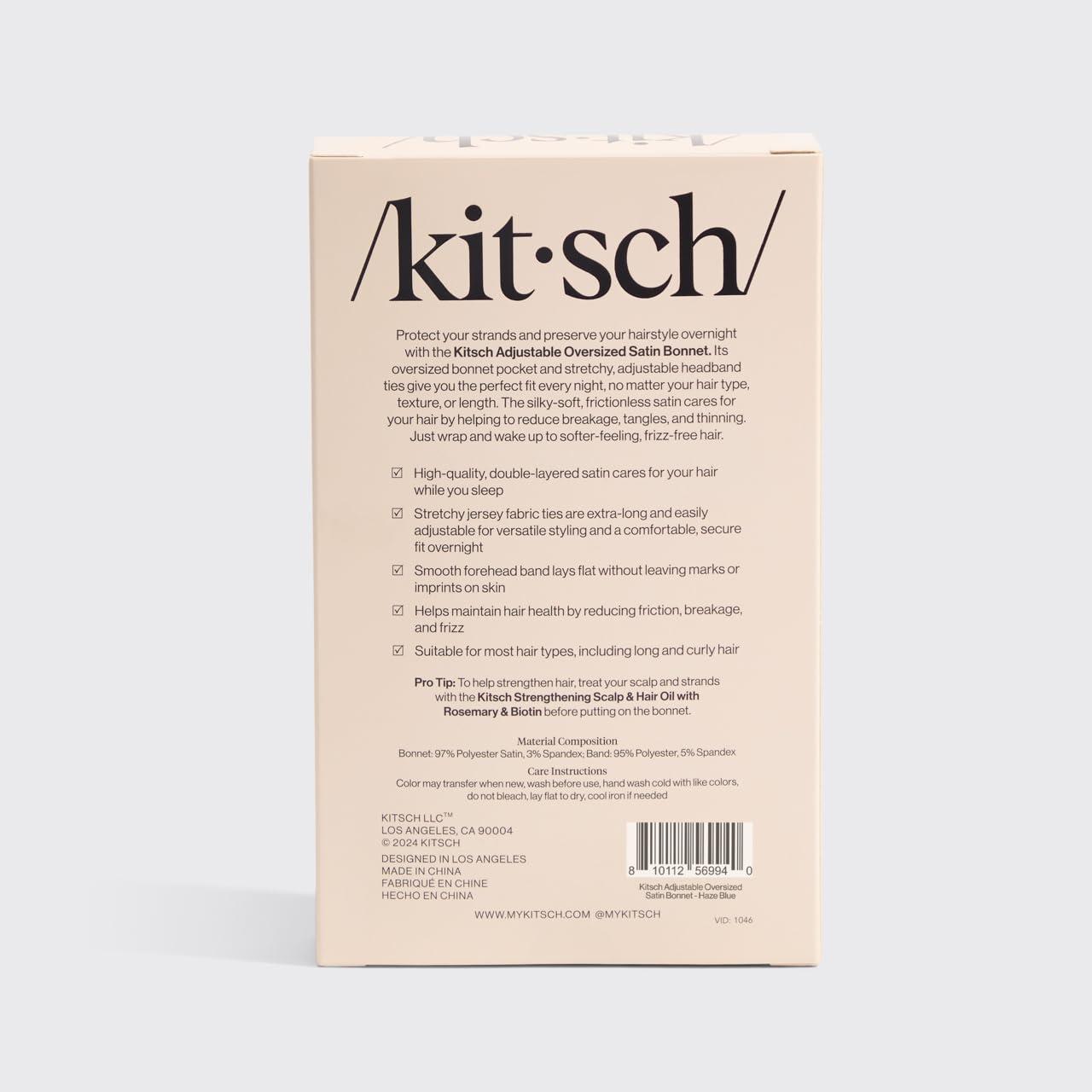 imageKitsch XL Satin Bonnet for Sleeping Softer Than Silk Hair Bonnet for Women Secure Fit Adjustable Night Cap for Curly amp Textured Hair Prevents Breakage Tangles amp Thinning CharcoalHaze Blue