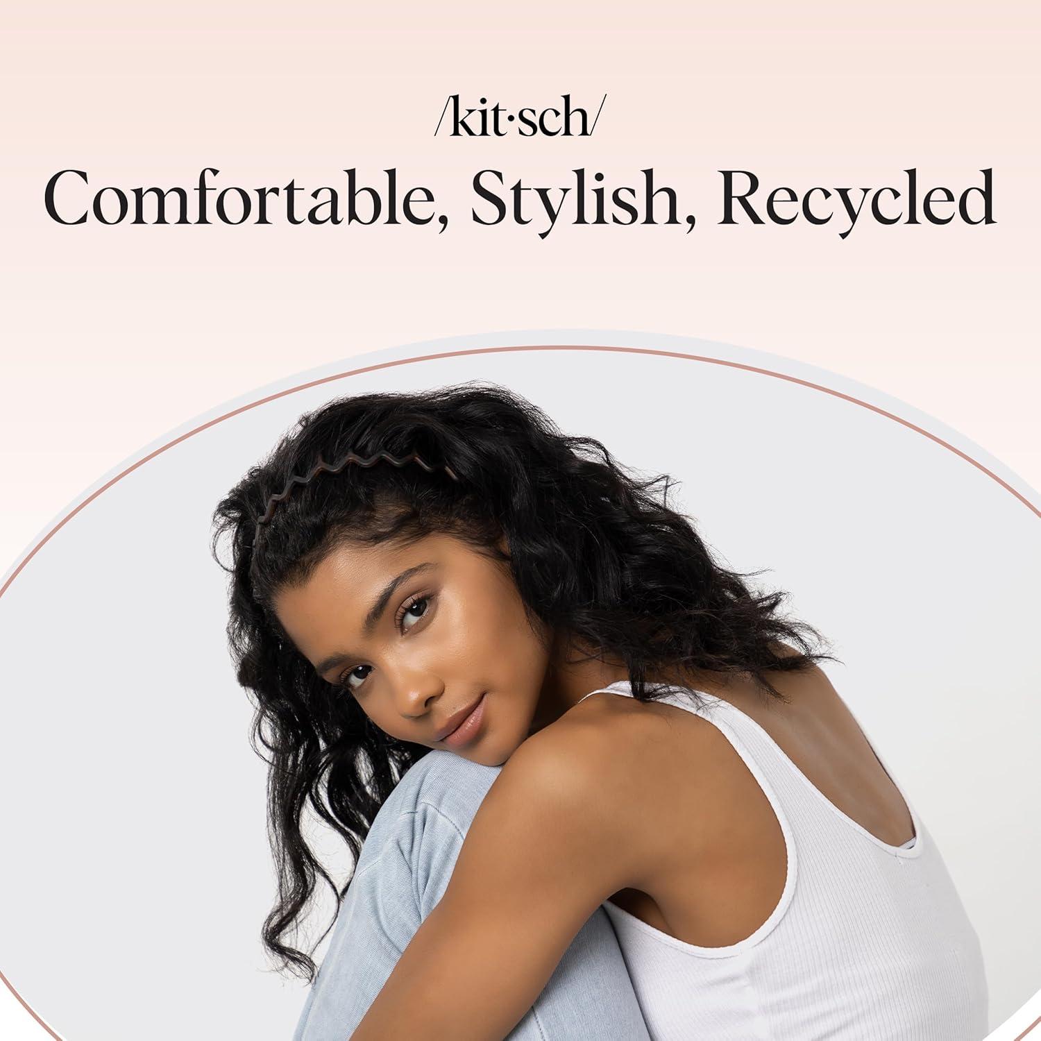 imageKitsch Zig Zag Headbands for Women Non Slip Fashion Accessories for Slicked Back Styles Comfortable Comb Headband with Teeth Ideal Gifts for Women Tortoise amp Black Headband 2 pcsBlack Tort