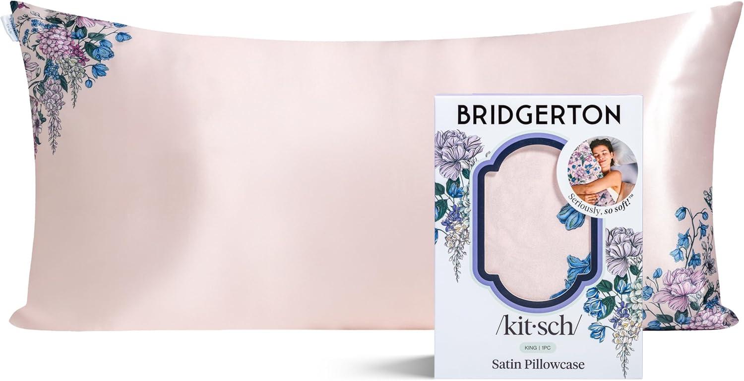 imageKitsch x Lisa Frank Satin Pillowcase with Zipper for Hair amp Skin Softer Than Silk Pillow Cases Queen WrinkleFree Smooth and Cooling Satin Pillow Covers StandardQueen Size 19x26 Angel KittyWisteria