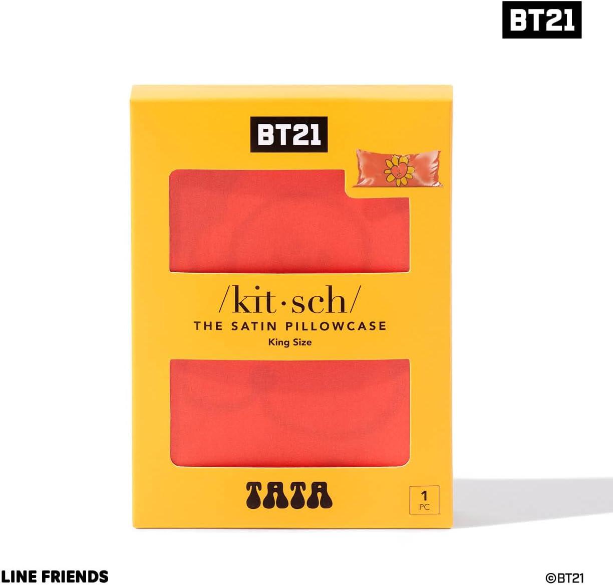 imageKitsch x Lisa Frank Satin Pillowcase with Zipper for Hair amp Skin Softer Than Silk Pillow Cases Queen WrinkleFree Smooth and Cooling Satin Pillow Covers StandardQueen Size 19x26 Angel KittyBt21 Tata