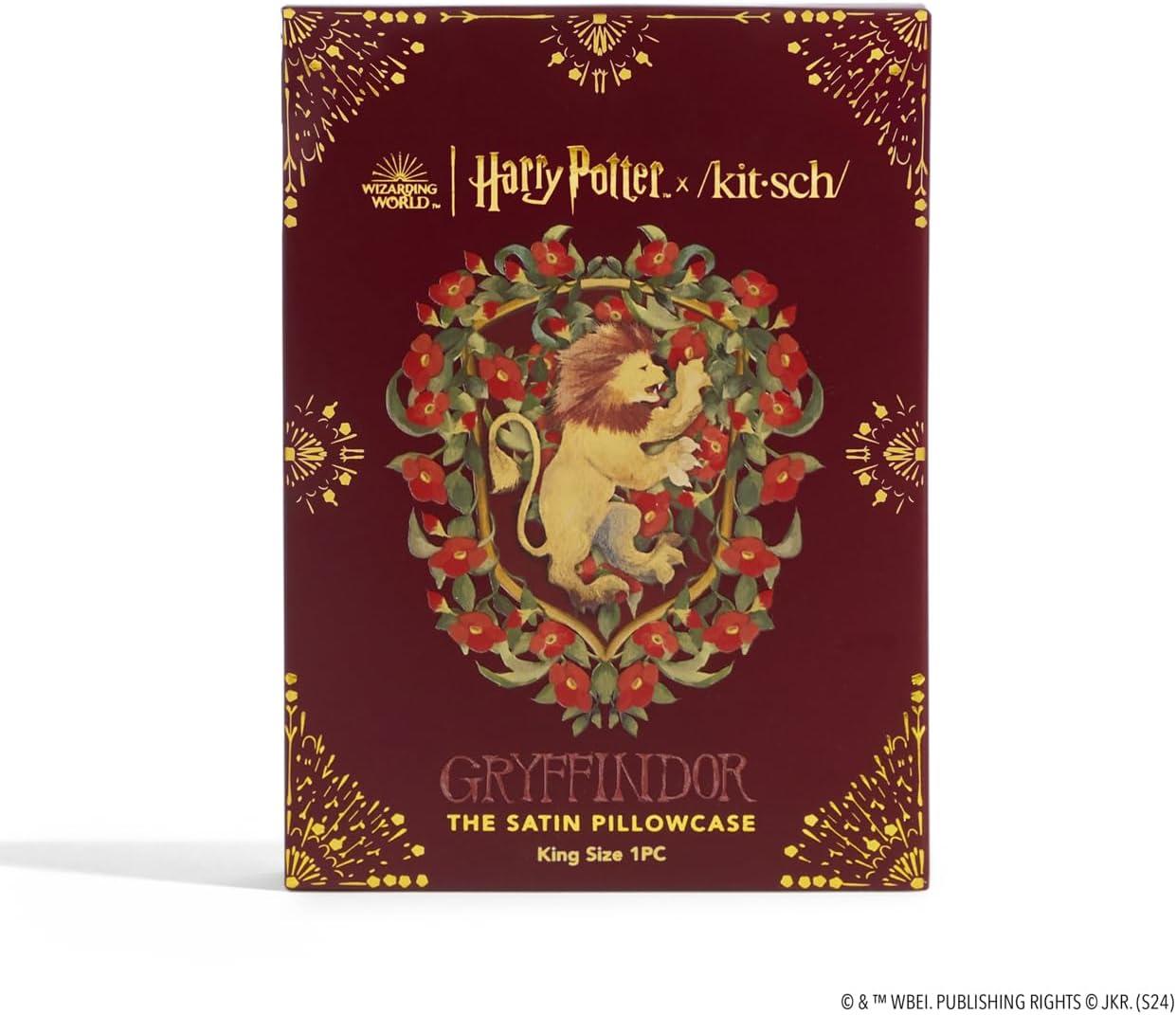 imageKitsch x Lisa Frank Satin Pillowcase with Zipper for Hair amp Skin Softer Than Silk Pillow Cases Queen WrinkleFree Smooth and Cooling Satin Pillow Covers StandardQueen Size 19x26 Angel KittyHarry Potter Gryffindor