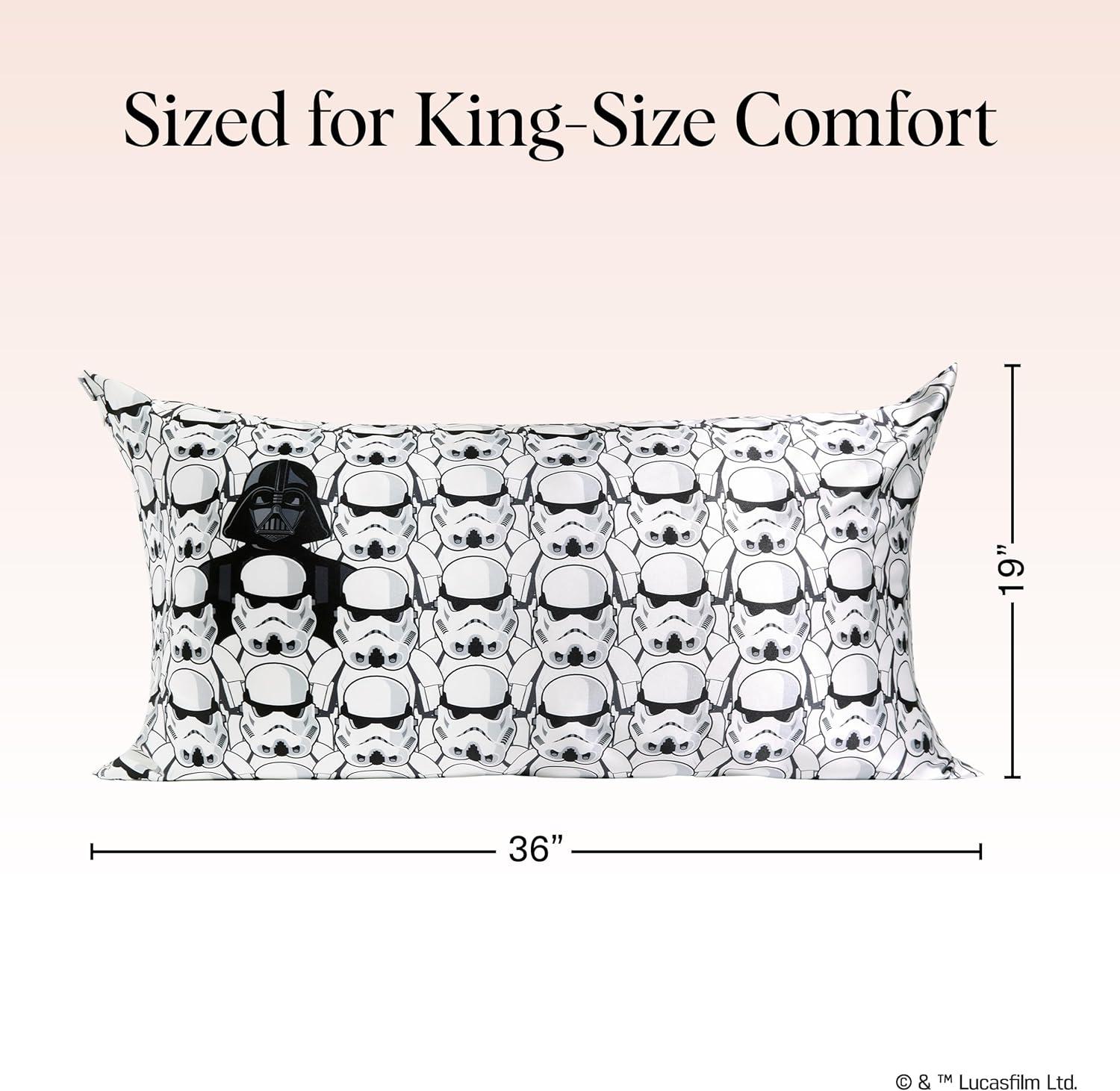 imageKitsch x Lisa Frank Satin Pillowcase with Zipper for Hair amp Skin Softer Than Silk Pillow Cases Queen WrinkleFree Smooth and Cooling Satin Pillow Covers StandardQueen Size 19x26 Angel KittyDarth Vader Stormtroopers