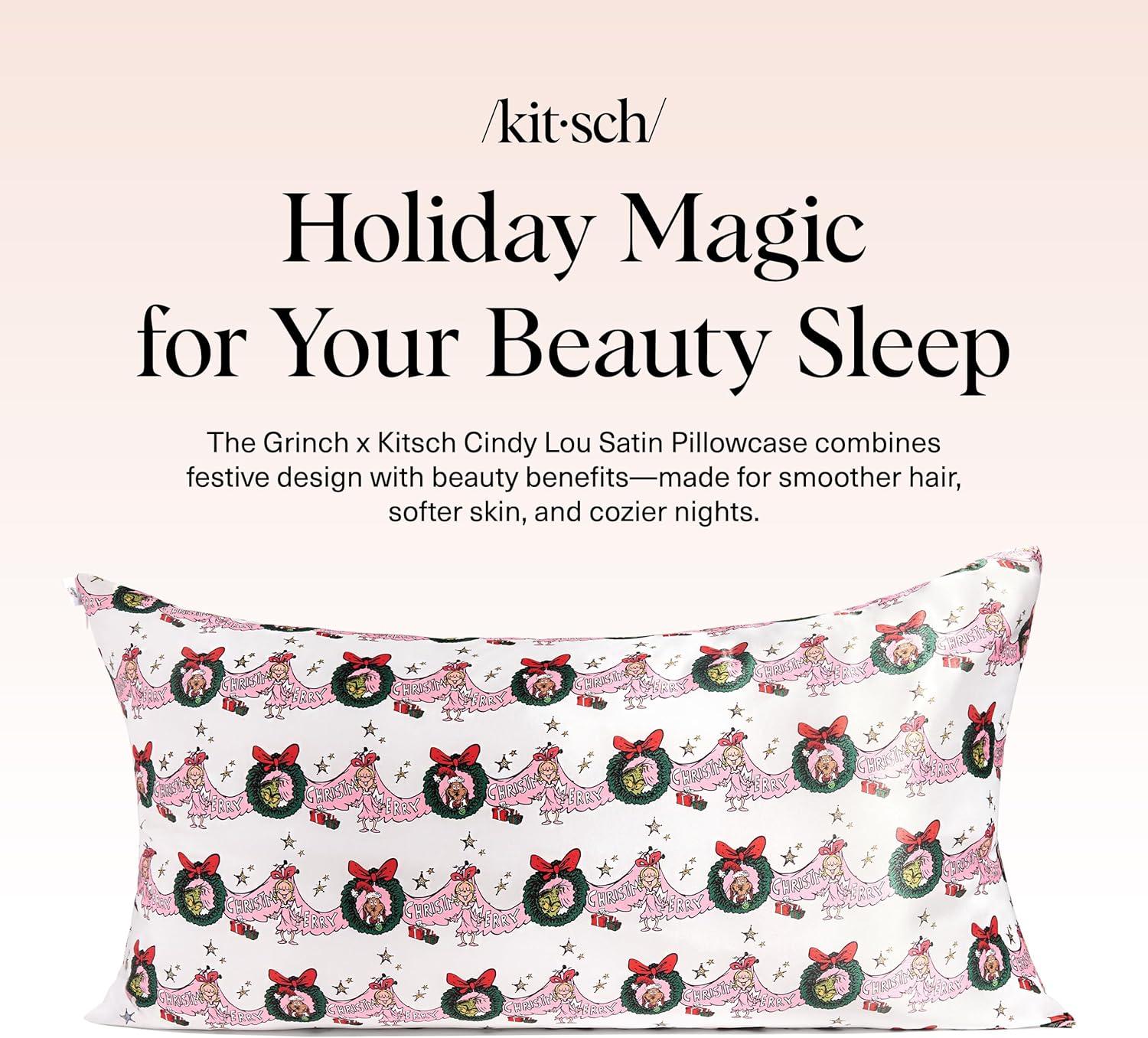 imageKitsch x Lisa Frank Satin Pillowcase with Zipper for Hair amp Skin Softer Than Silk Pillow Cases Queen WrinkleFree Smooth and Cooling Satin Pillow Covers StandardQueen Size 19x26 Angel KittyCindy Lou