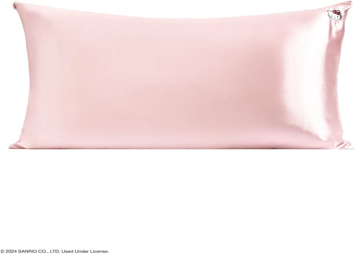 imageKitsch x Lisa Frank Satin Pillowcase with Zipper for Hair amp Skin Softer Than Silk Pillow Cases Queen WrinkleFree Smooth and Cooling Satin Pillow Covers StandardQueen Size 19x26 Angel KittyHello Kitty Pink Kitty Face
