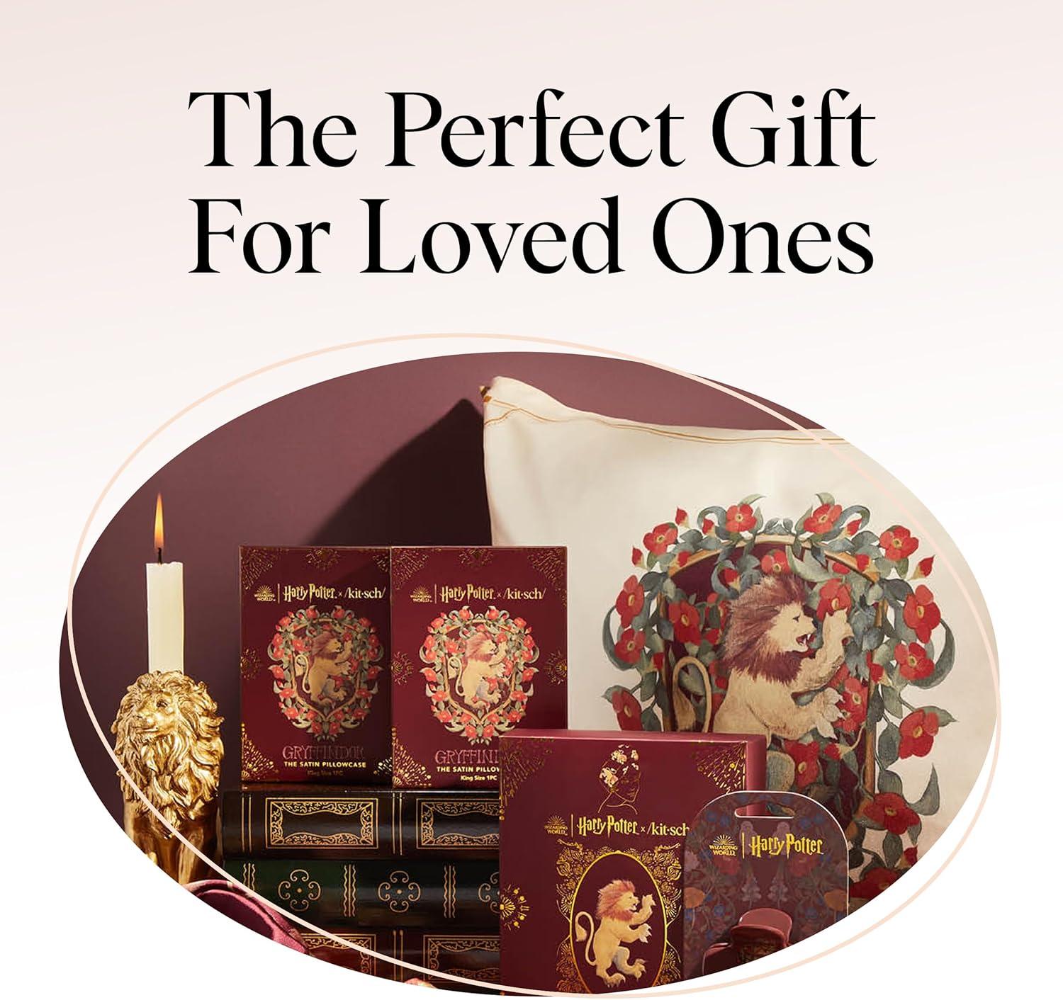 imageKitsch x Lisa Frank Satin Pillowcase with Zipper for Hair amp Skin Softer Than Silk Pillow Cases Queen WrinkleFree Smooth and Cooling Satin Pillow Covers StandardQueen Size 19x26 Angel KittyHarry Potter Gryffindor